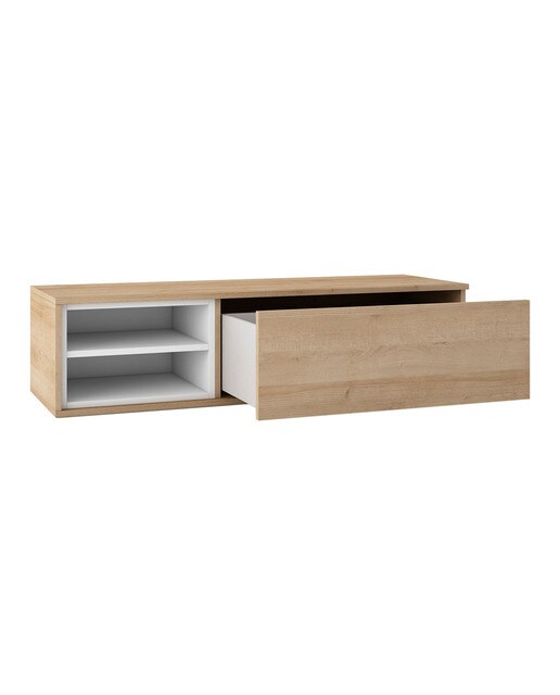 Móvel de TV com Gaveta e 2 Espaços Home Canela/Branco-2