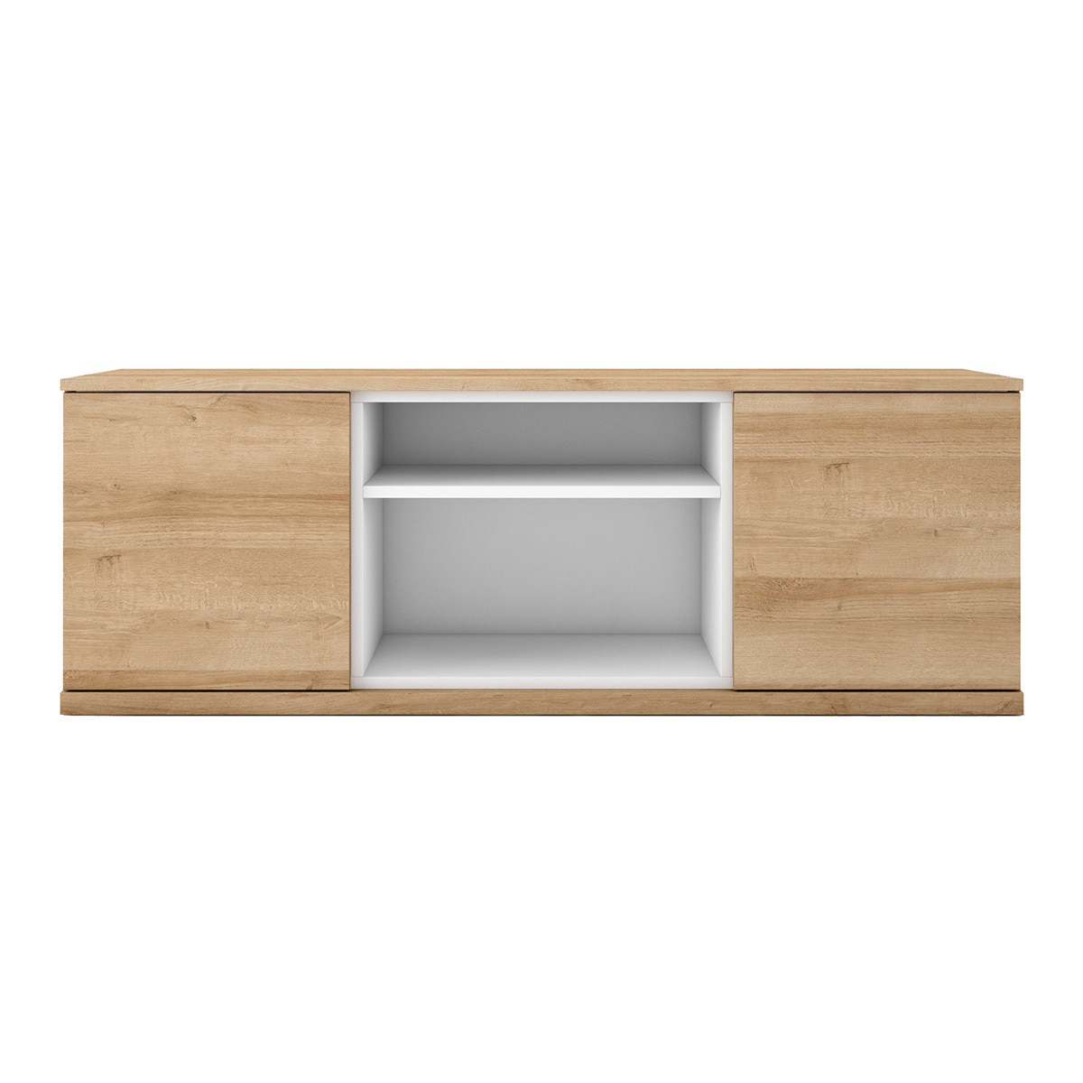 Móvel de TV com 2 portas rebatíveis e 1 espaço Home Canela/Branco-1