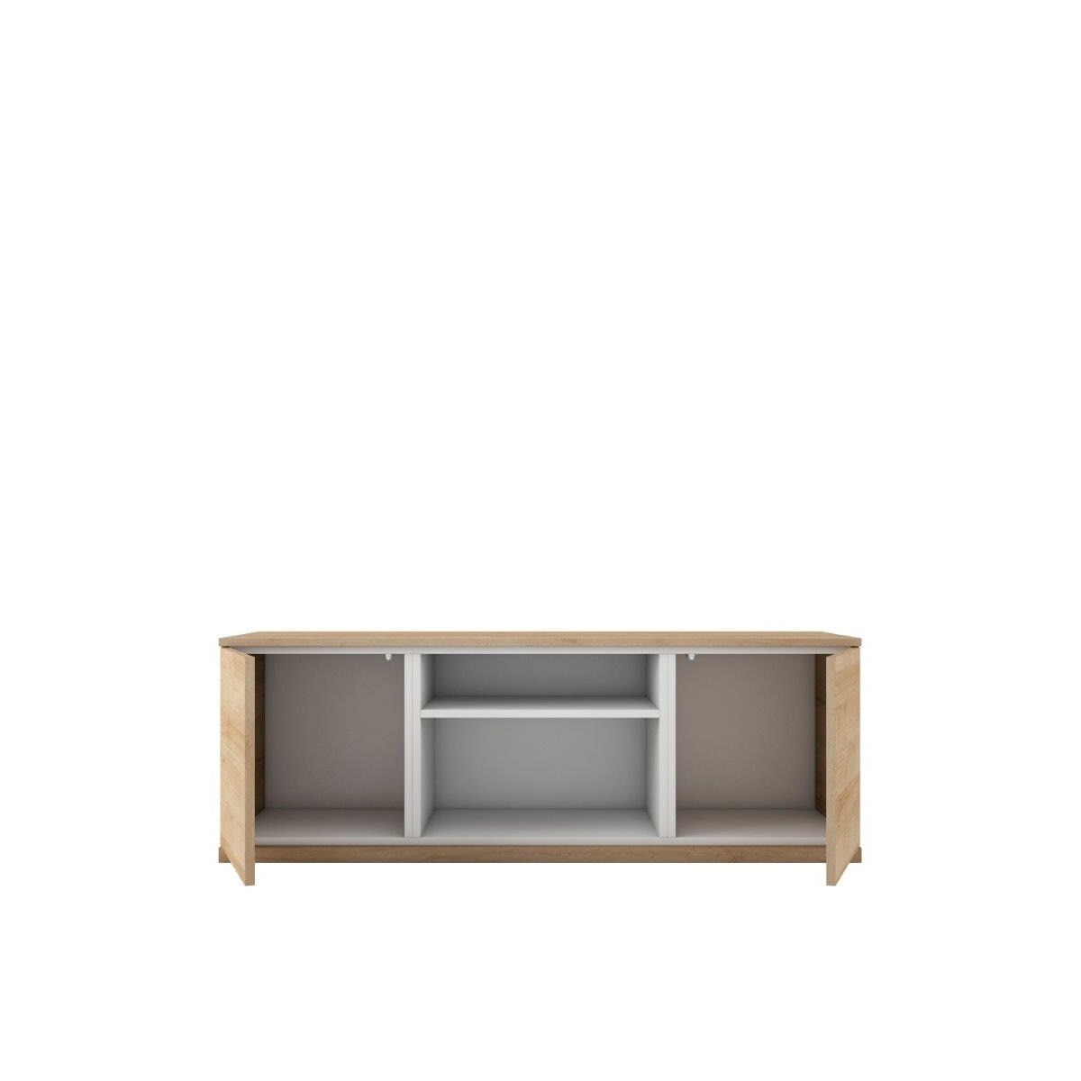Móvel de TV com 2 portas rebatíveis e 1 espaço Home Canela/Branco-2