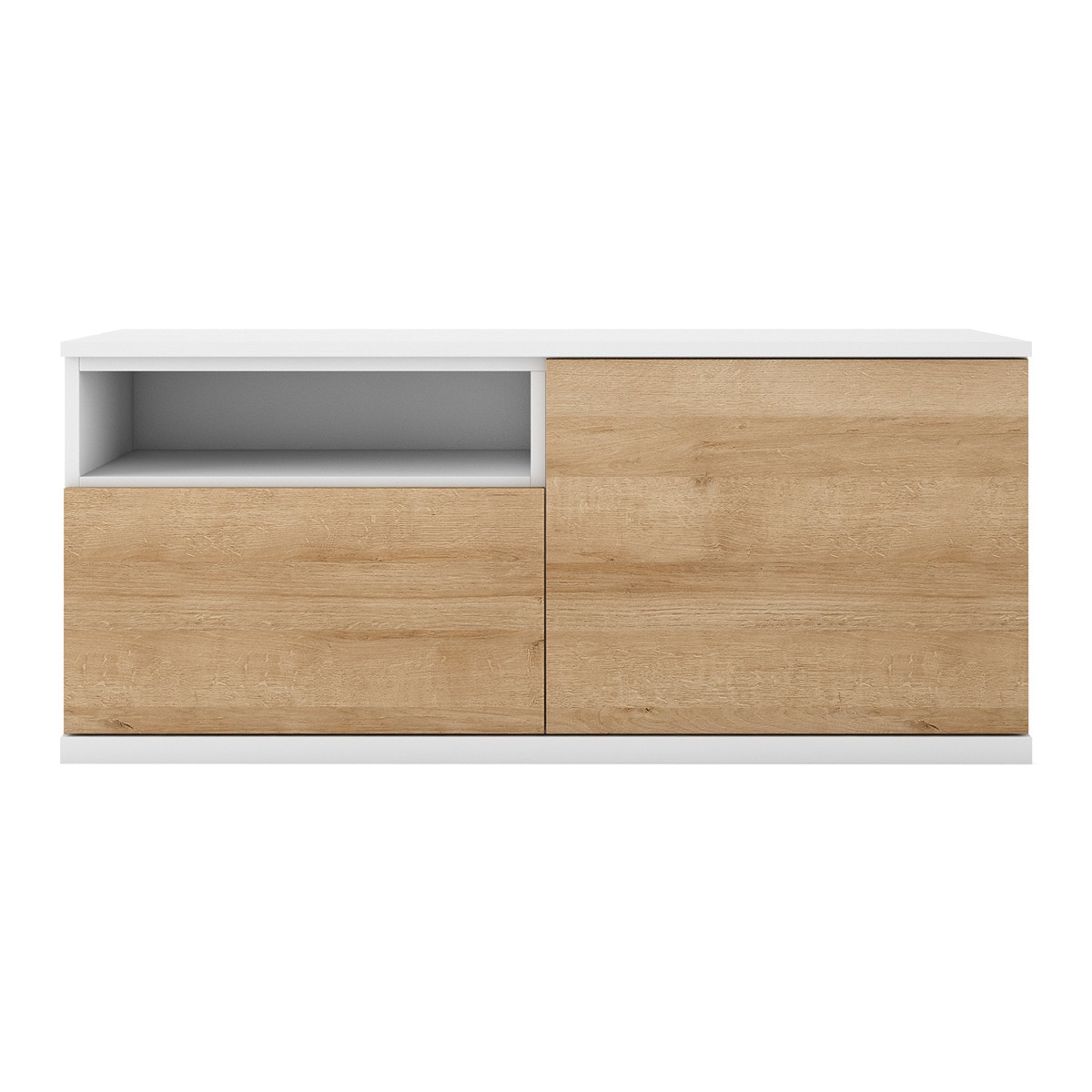 Móvel de TV com 1 porta rebatível, 1 gaveta e 1 espaço Home Branco / Canela-1