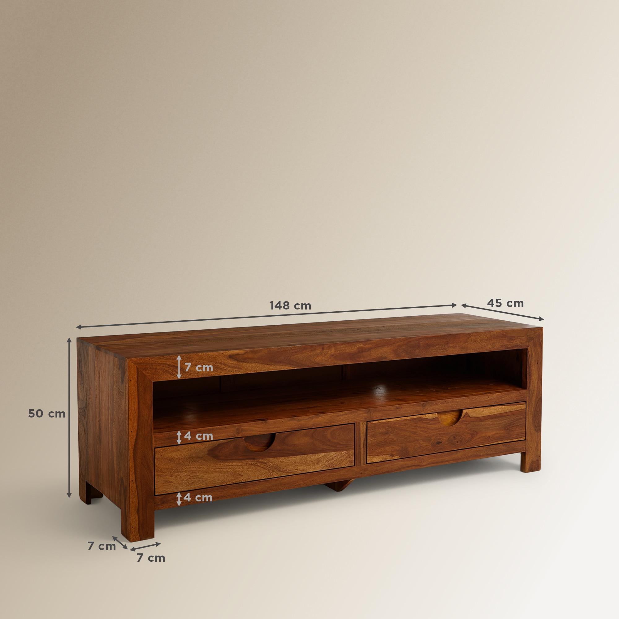 Mesa de Televisão de Palissandro com 2 Gaveta Bombay Natural-7