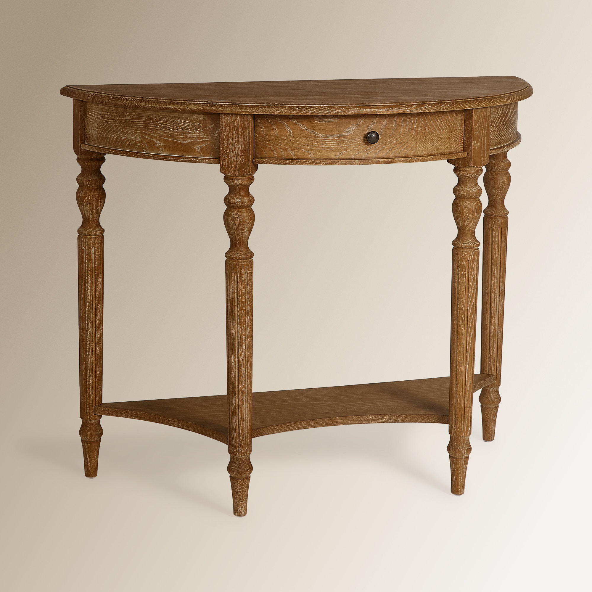 Consola de Madeira de Carvalho Semicircular Vintage Natural-2