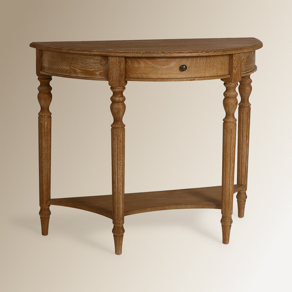 Consola de Madeira de Carvalho Semicircular Vintage Natural-2