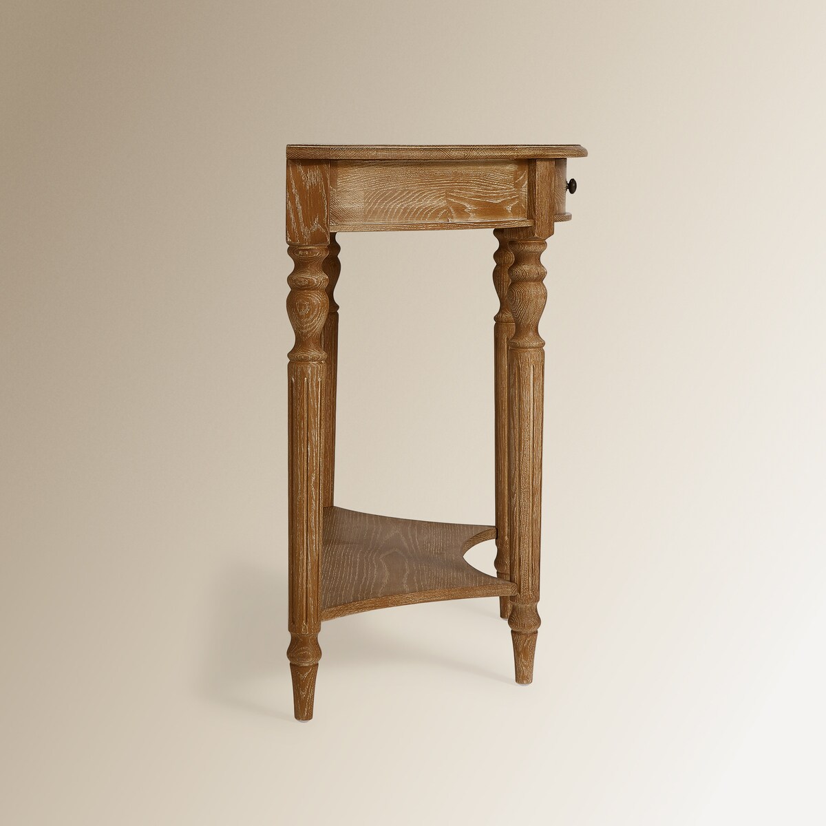 Consola de Madeira de Carvalho Semicircular Vintage Natural-4