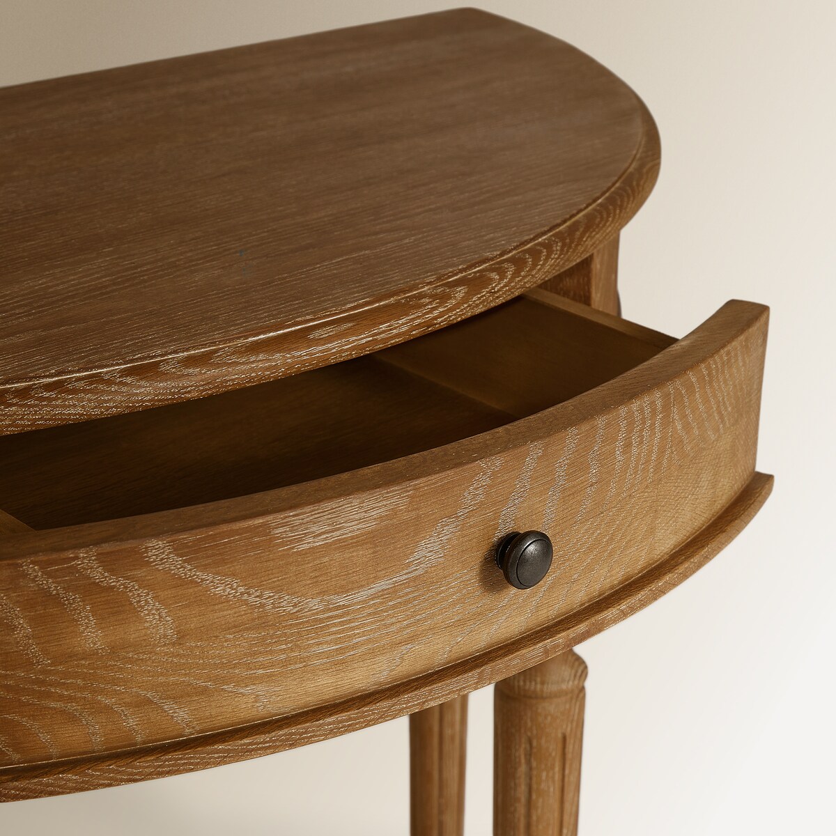 Consola de Madeira de Carvalho Semicircular Vintage Natural-6