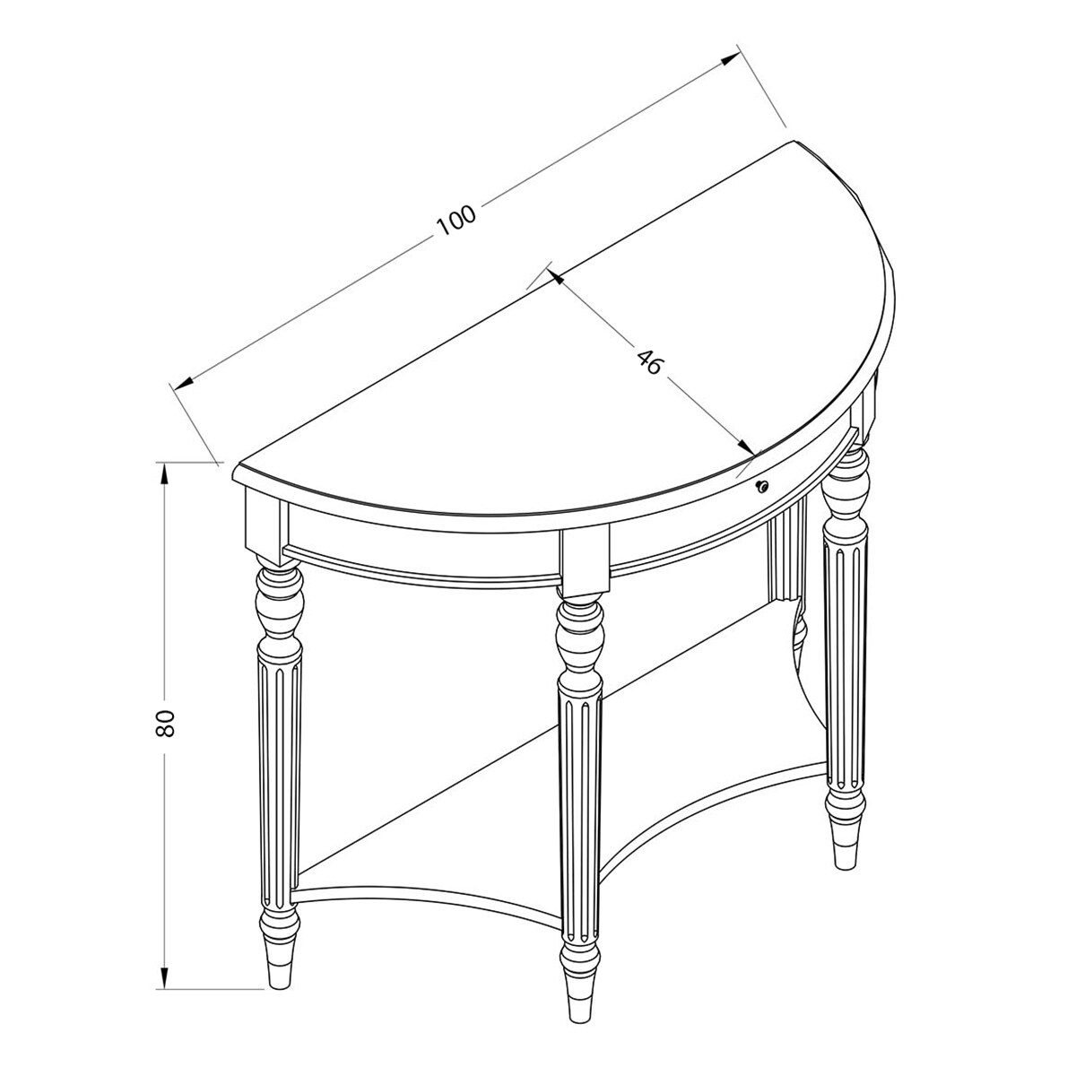 Consola de Madeira de Carvalho Semicircular Vintage Natural-8