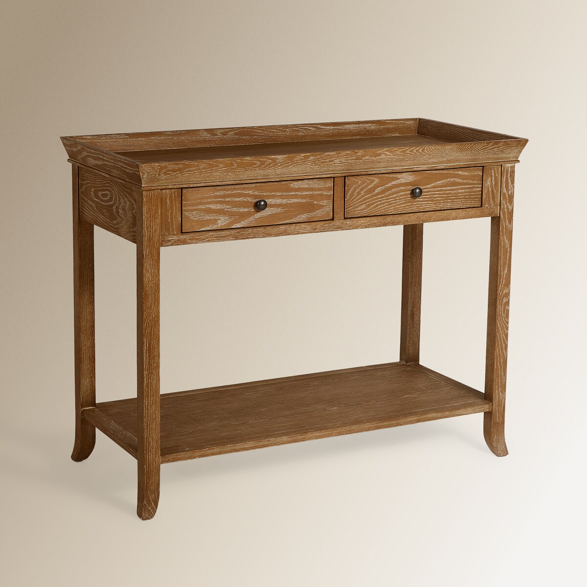 Consola de Madeira de Carvalho Retangular Vintage Natural-2