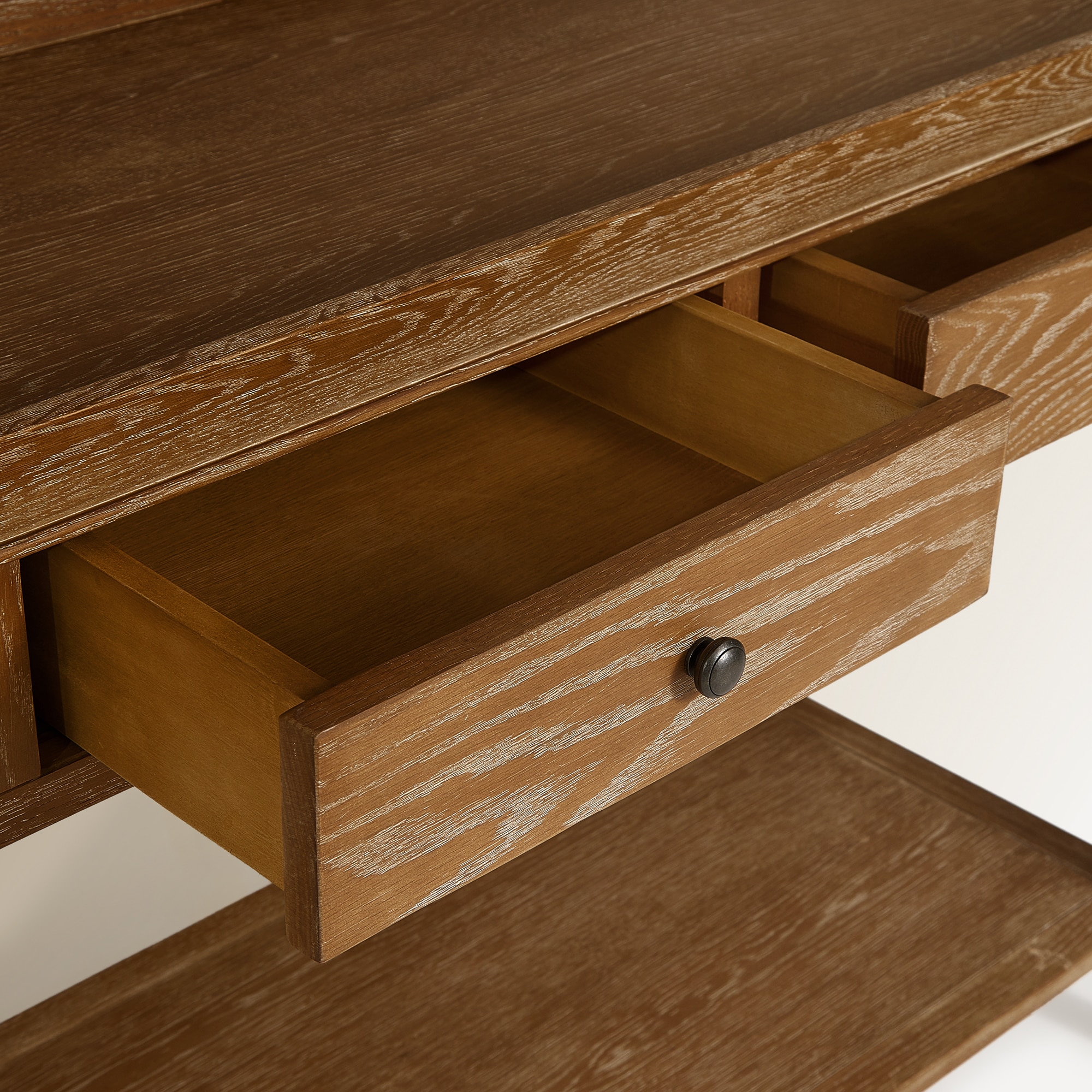 Consola de Madeira de Carvalho Retangular Vintage Natural-6