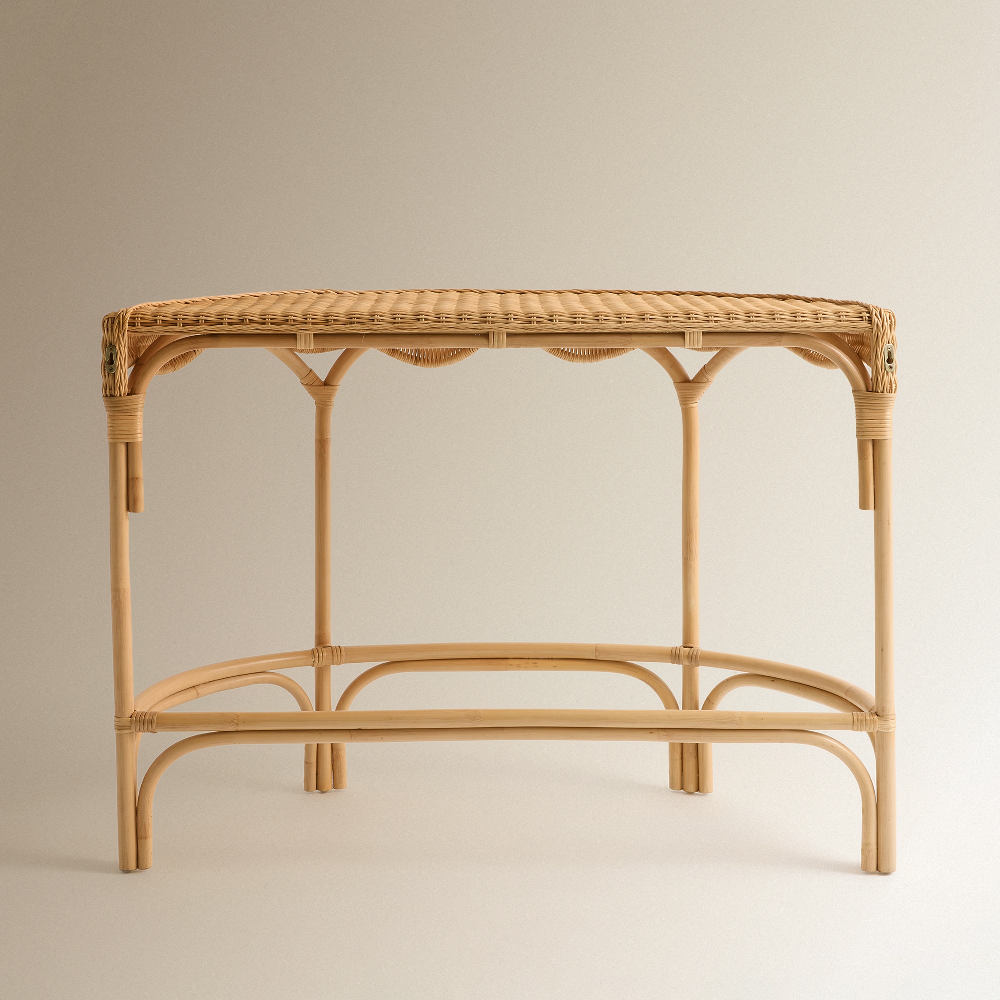 Consola Semicircular de Fibra Natural Brunei Cru-5