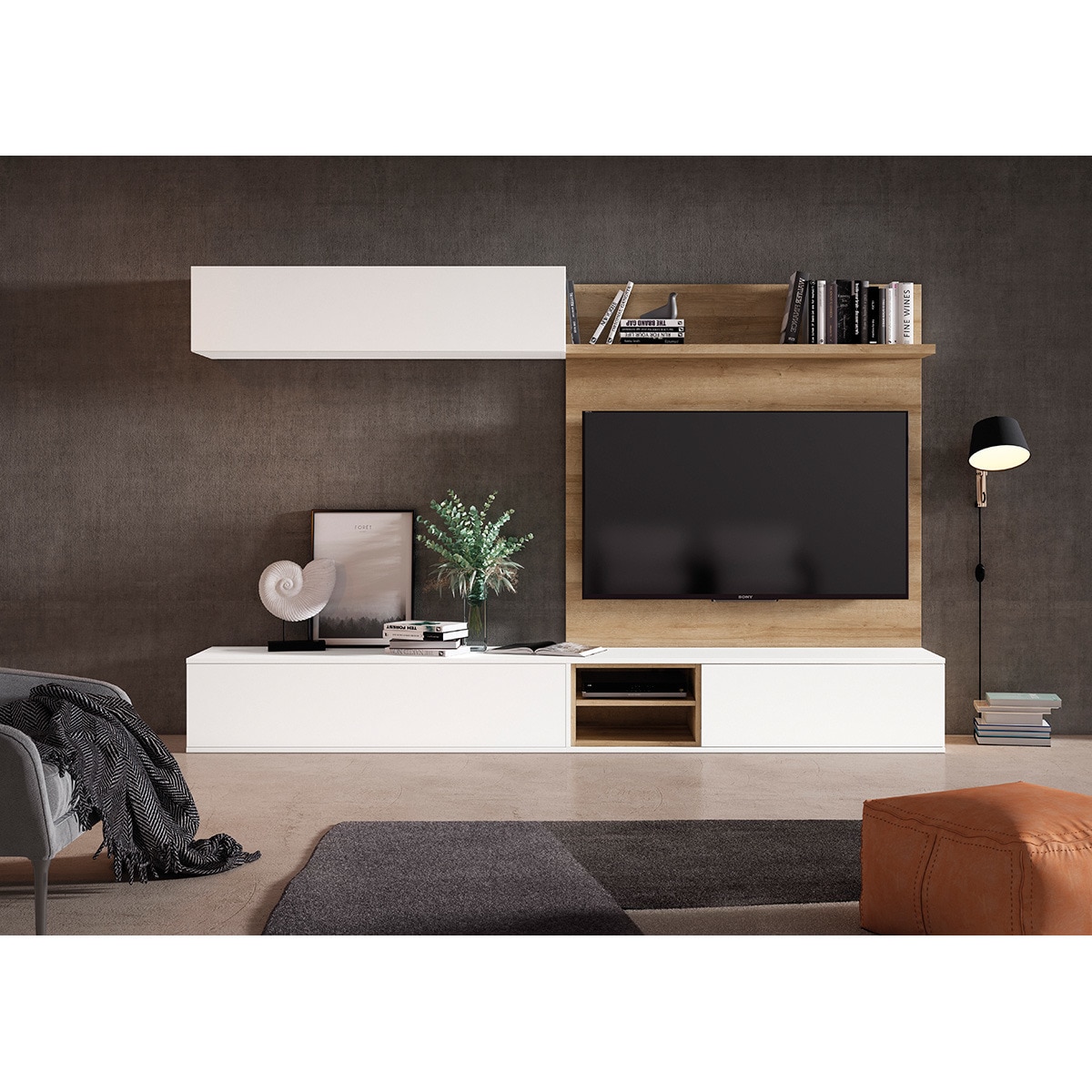 Mueble de salón Home 9 El Corte Inglés - Blanco / Canela Blanco / Canela-2
