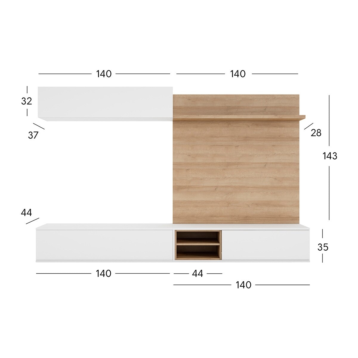 Mueble de salón Home 9 El Corte Inglés - Blanco / Canela Blanco / Canela-3