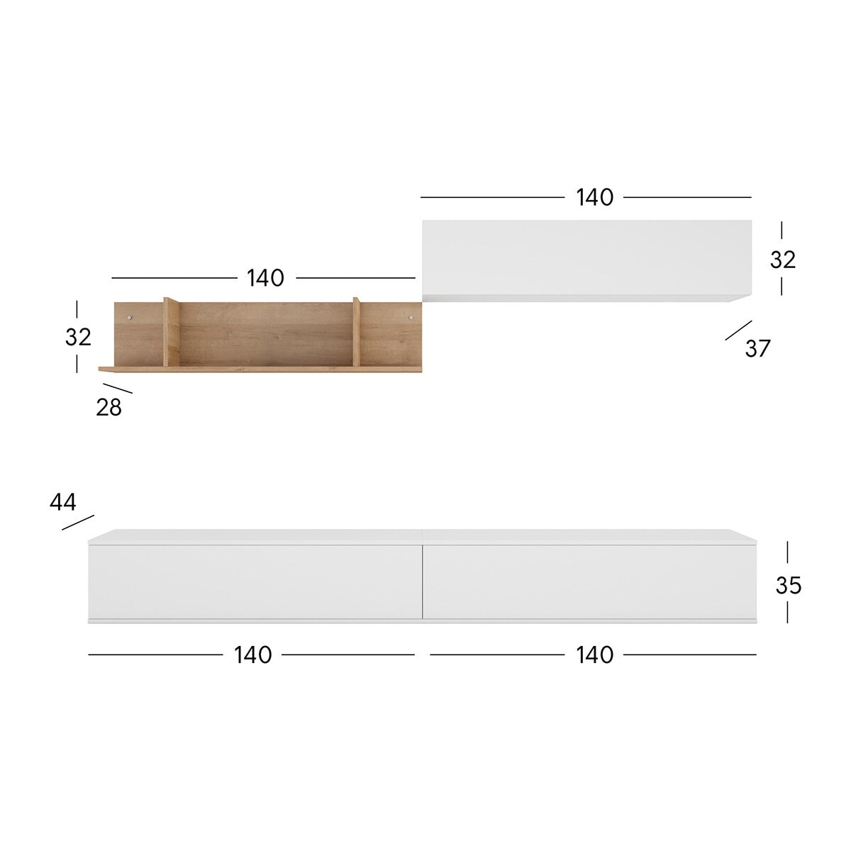 Mueble de salón Home 10 El Corte Inglés - Blanco / Canela Blanco / Canela-3