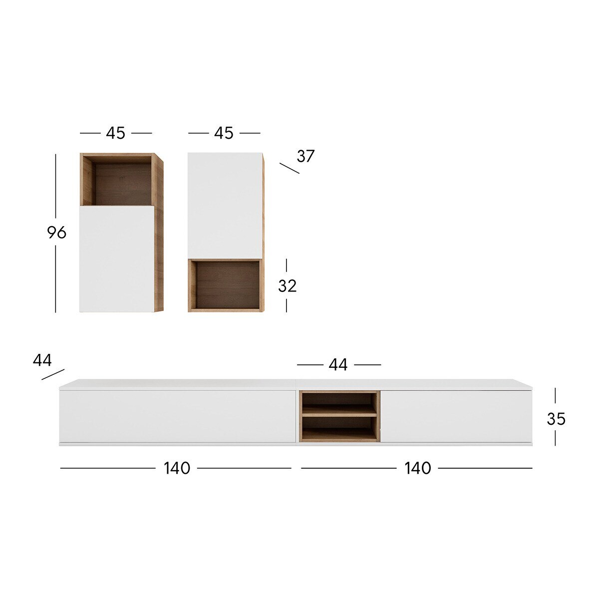 Mueble de salón Home 12 El Corte Inglés - Blanco / Canela Blanco / Canela-4