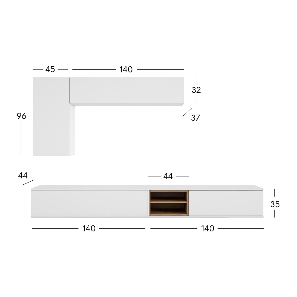 Mueble de salón Home 13 El Corte Inglés - Blanco / Canela Blanco / Canela-4