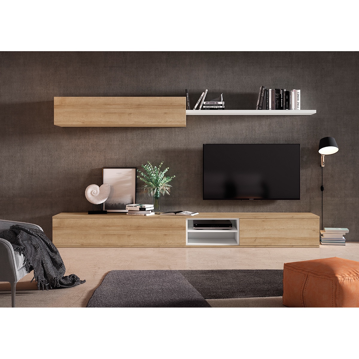 Móvel de sala Home 16 Canela/Branco-1