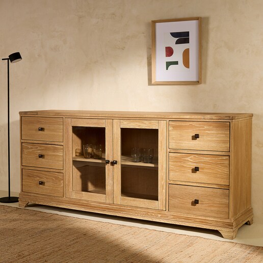 Aparador de madera de roble con 2 puertas y 6 cajones Vintage El Corte Inglés