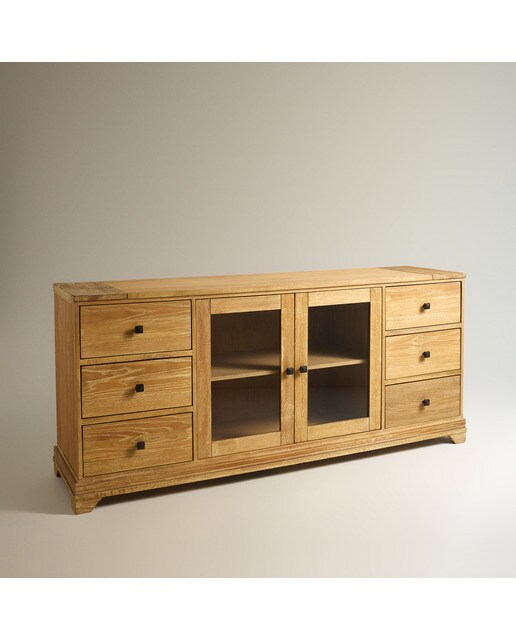 Aparador de madera de roble con 2 puertas y 6 cajones Vintage El Corte Inglés - Roble Roble-2