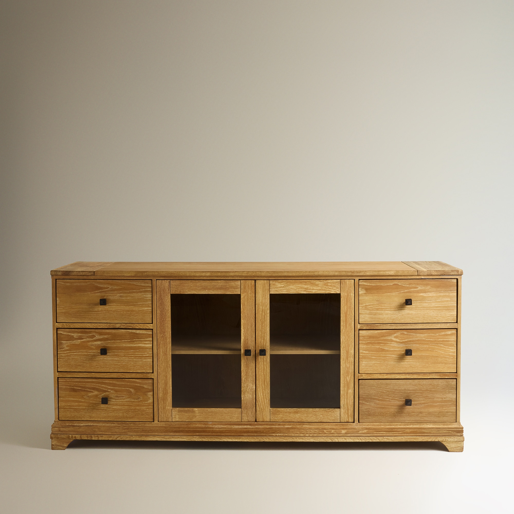 Aparador de madera de roble con 2 puertas y 6 cajones Vintage El Corte Inglés - Roble Roble-3
