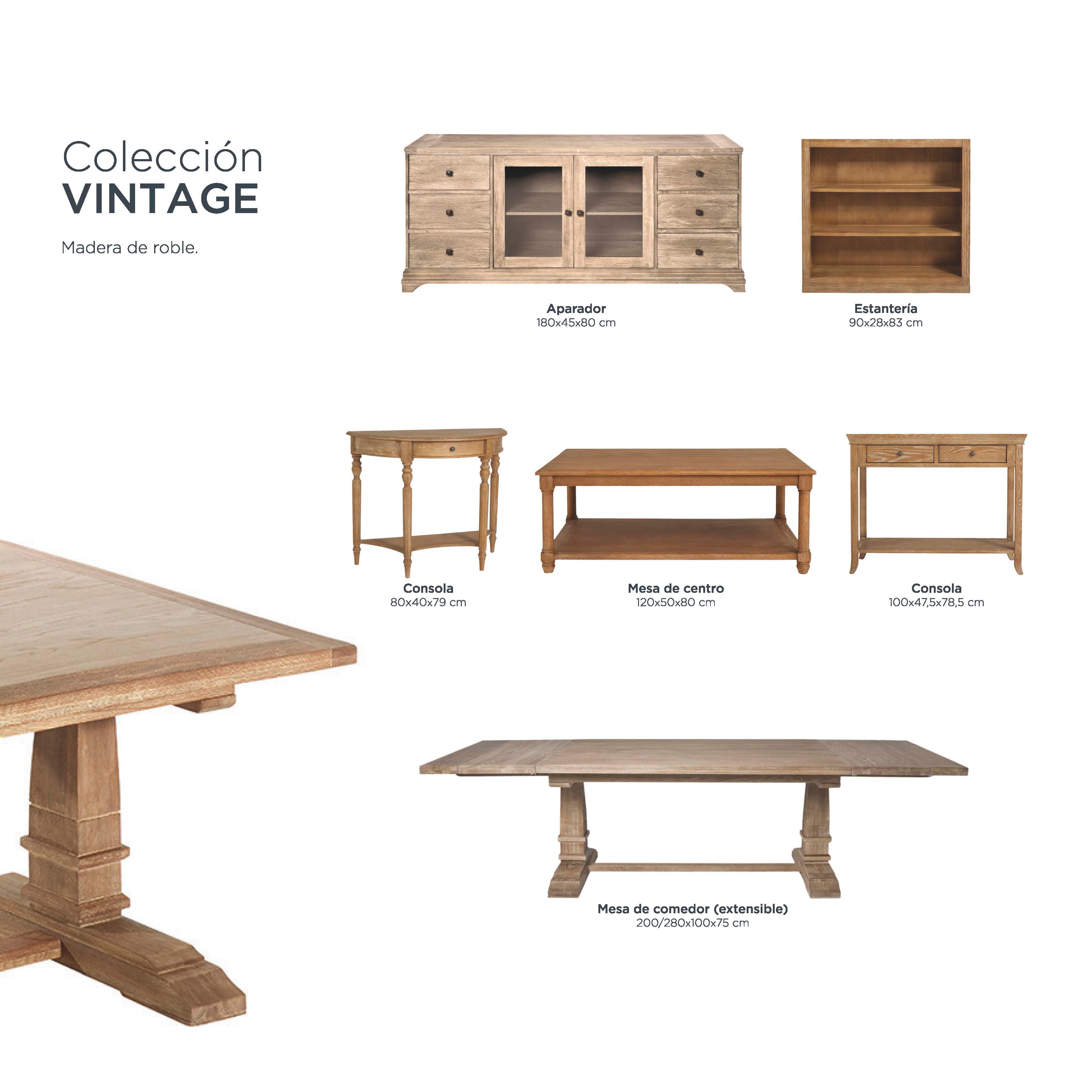 Aparador de madera de roble con 2 puertas y 6 cajones Vintage El Corte Inglés - Roble Roble-8