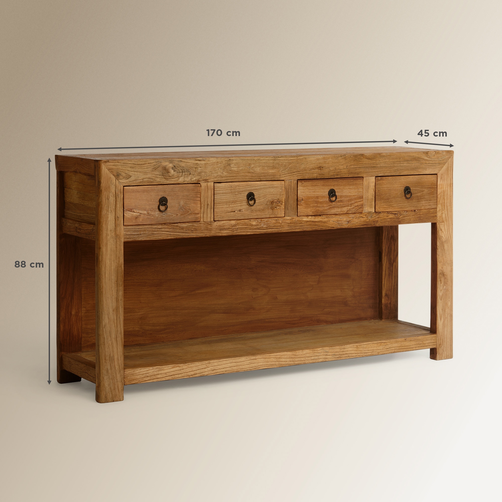 Mueble de madera de olmo reciclado con 4 cajones Opium El Corte Inglés - Natural Natural-8