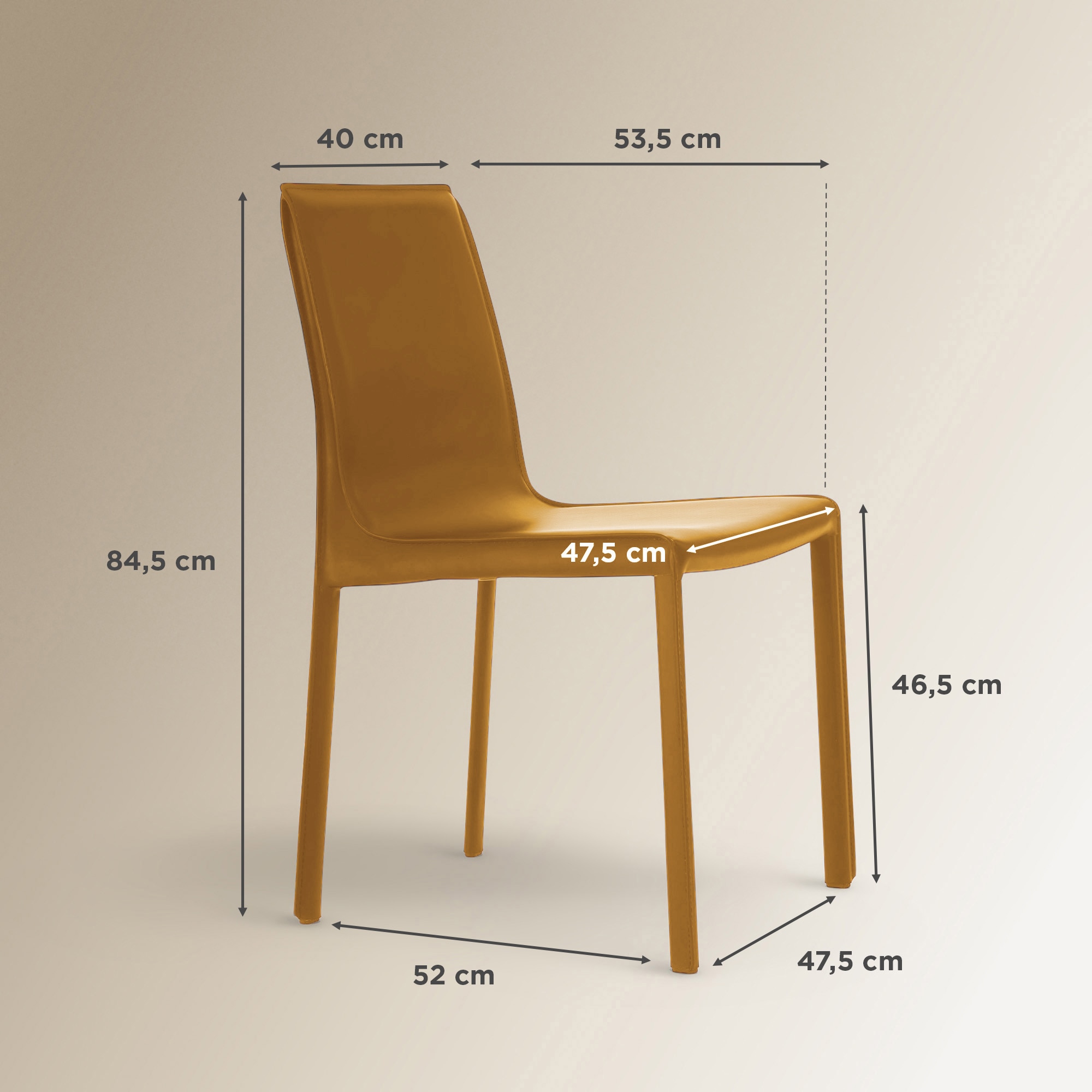 Silla de piel regenerada Módena - Camel Camel-6