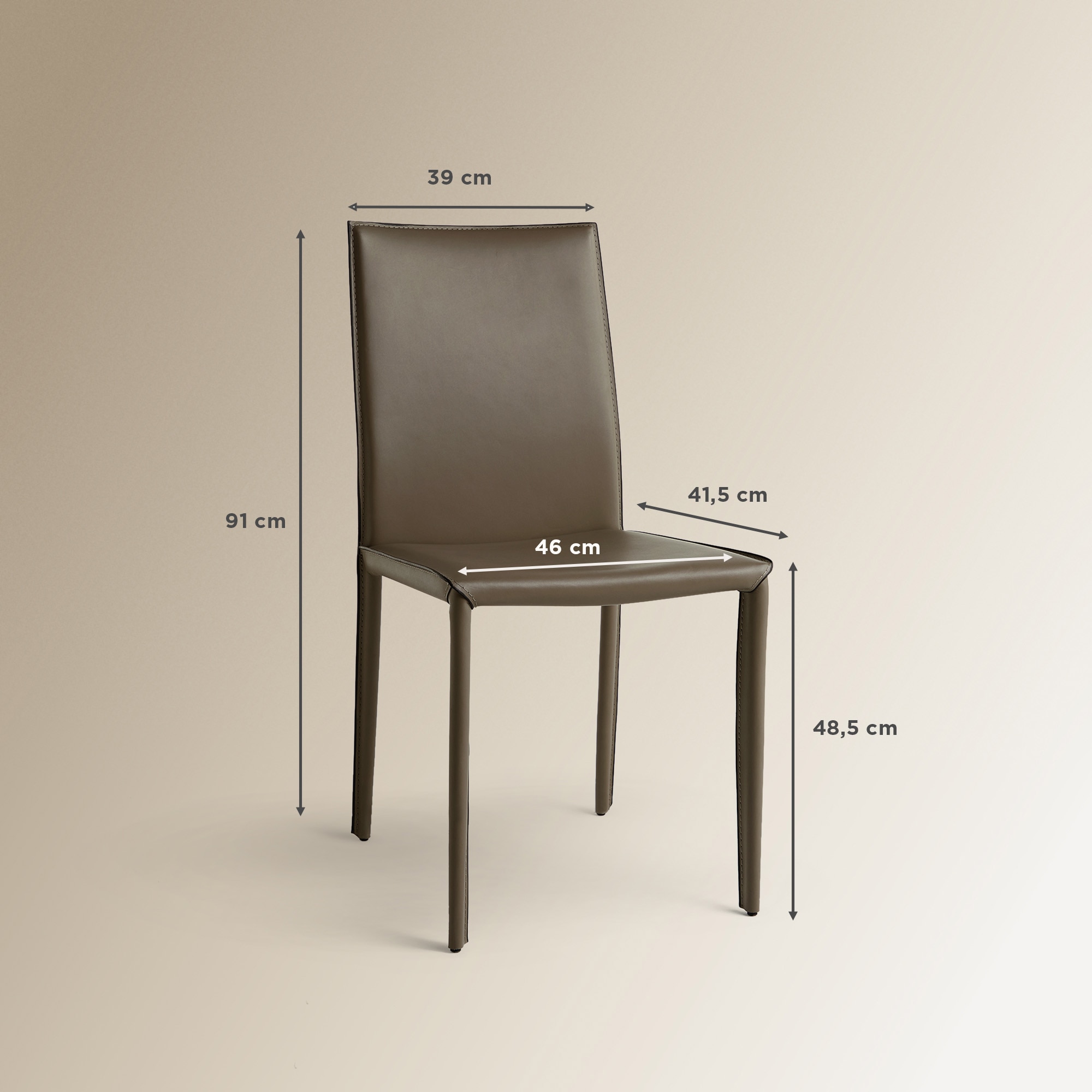 Silla de piel regenerada Grey - Gris Gris-6