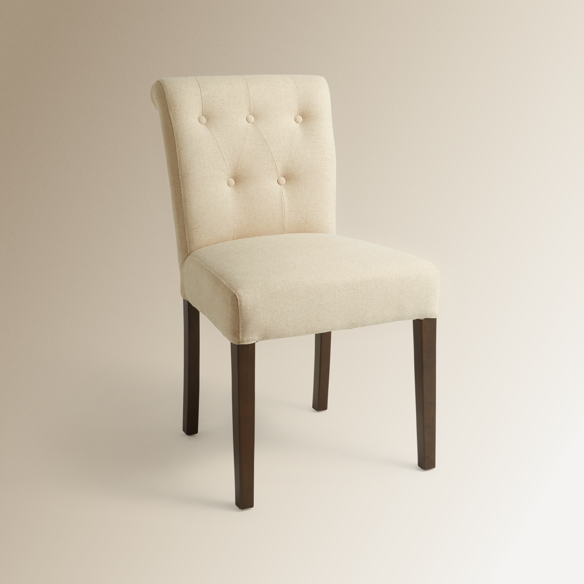 Cadeira Estofada de Linho Rondo Bege-3