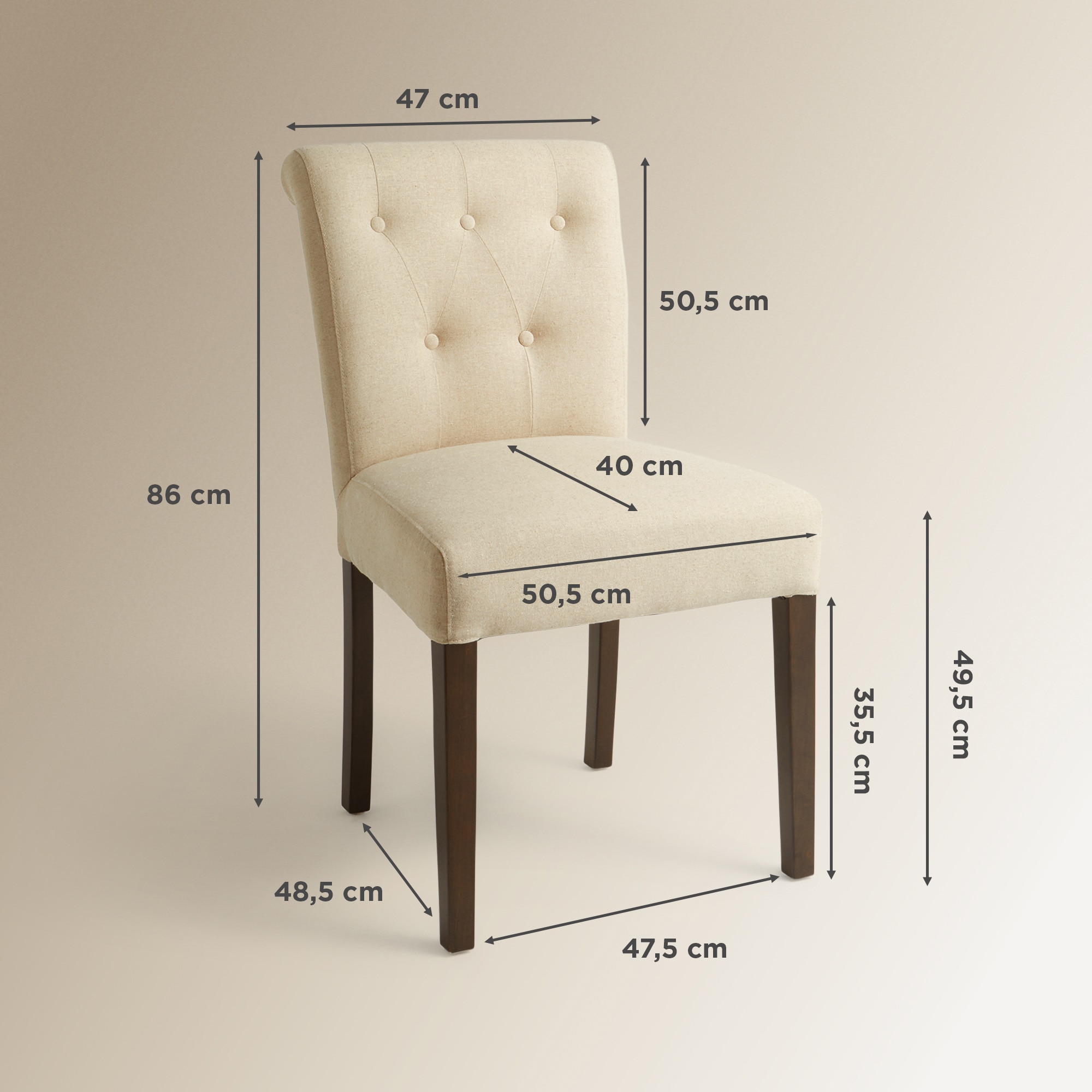 Silla tapizada en lino Rondo - Beige Beige-9