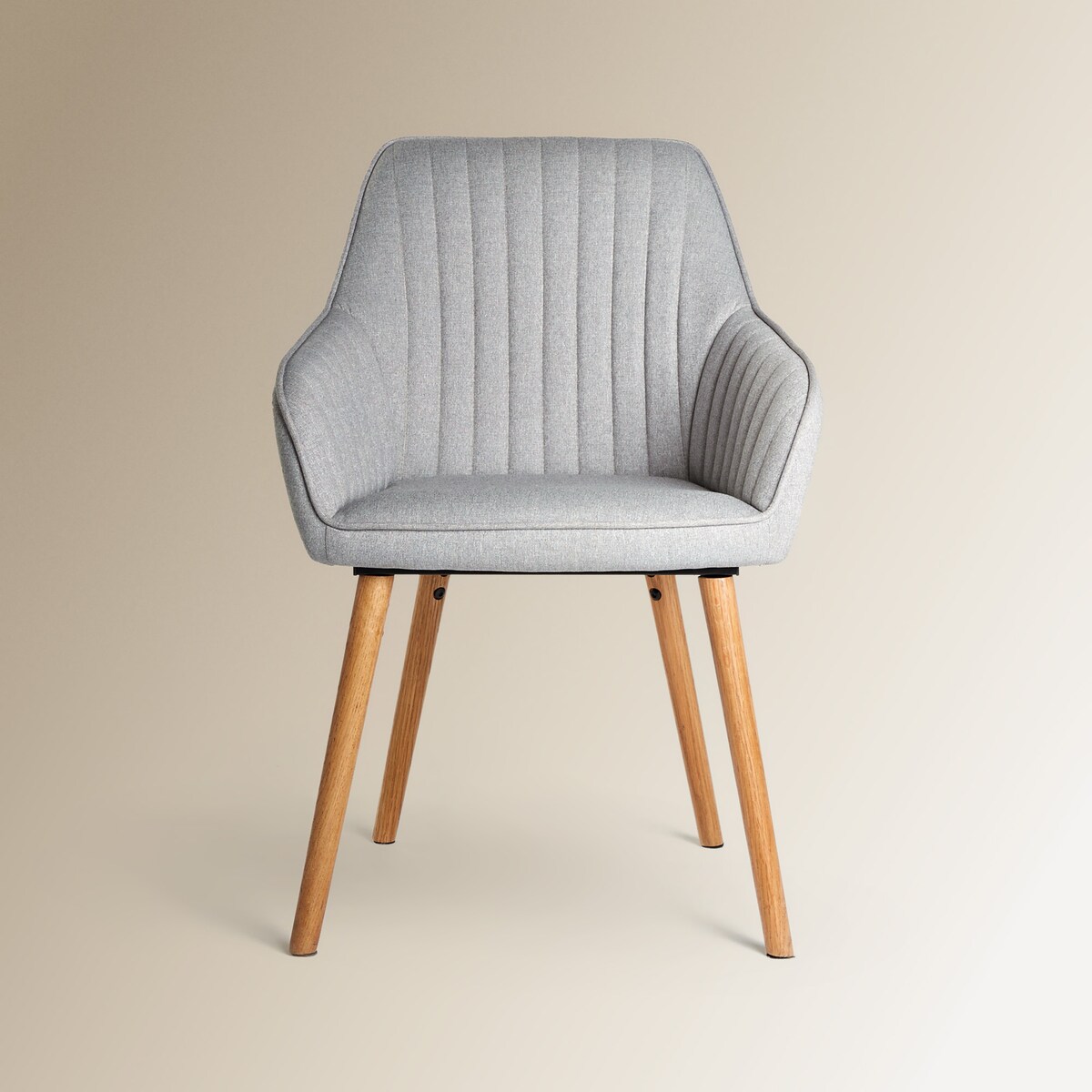 Cadeira Estofada com Pés de Madeira de Carvalho Toronto Cinzento-2