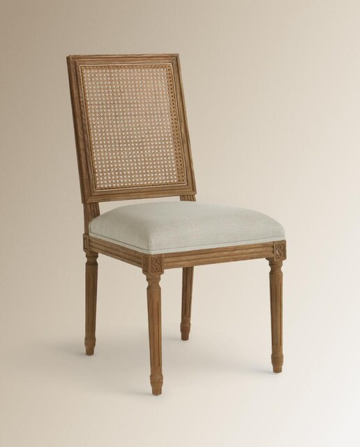 Silla de madera de roble tapizada en lino Fulham