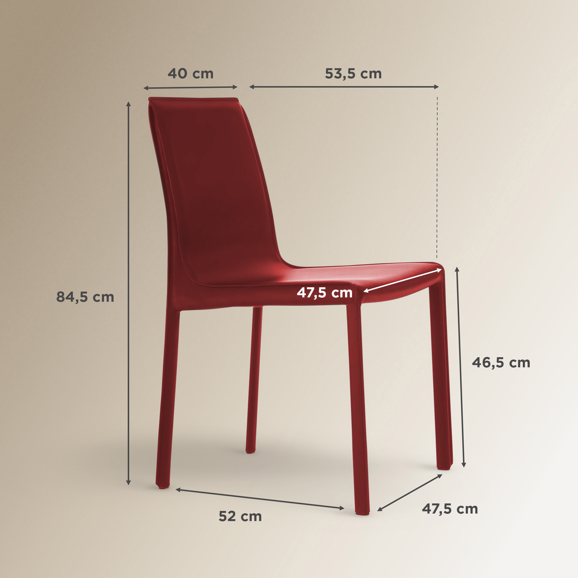Silla de piel regenerada Módena - Burgundy Burgundy-8