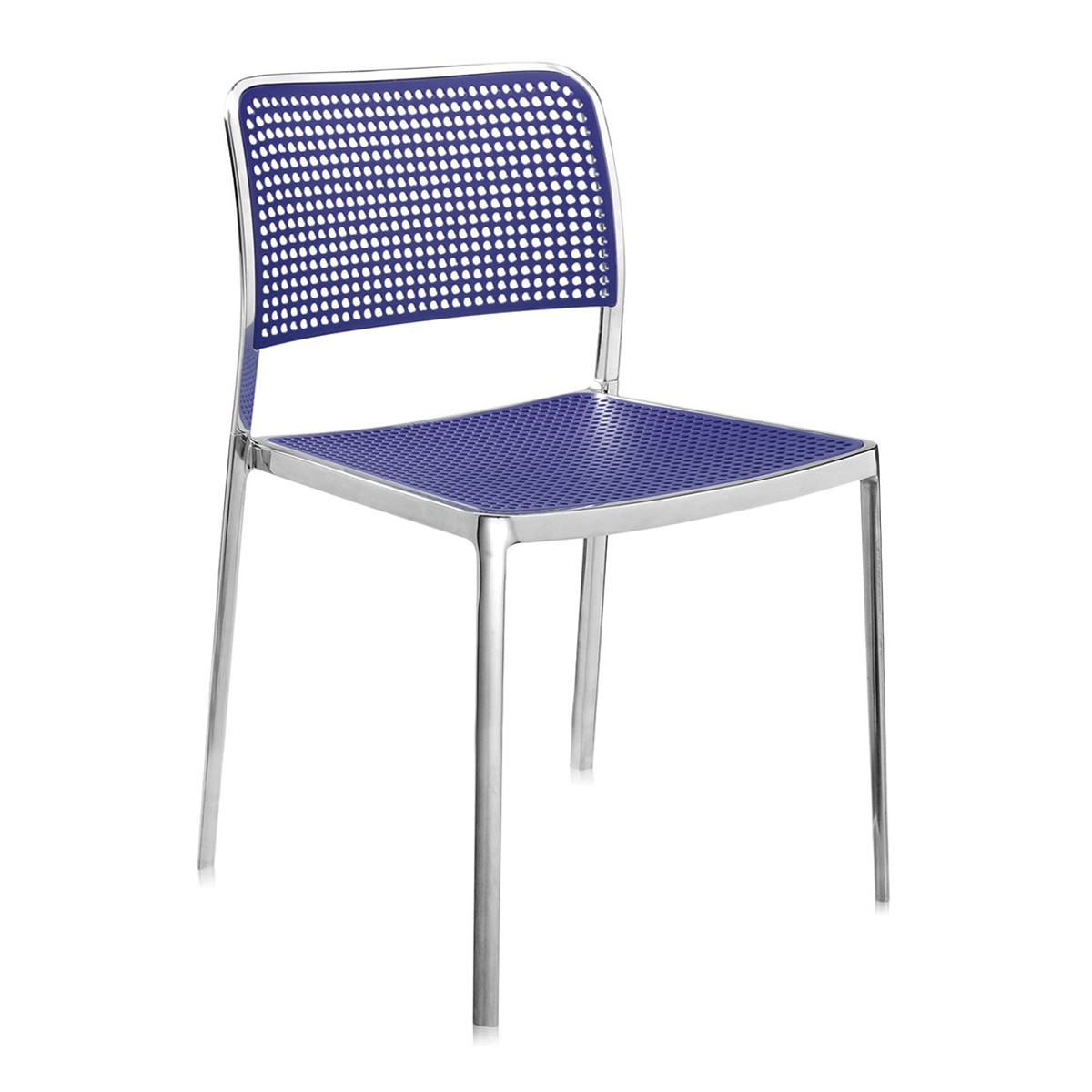 Silla audrey Shiny Kartell - Aluminio / Arena Aluminio / Azul-1