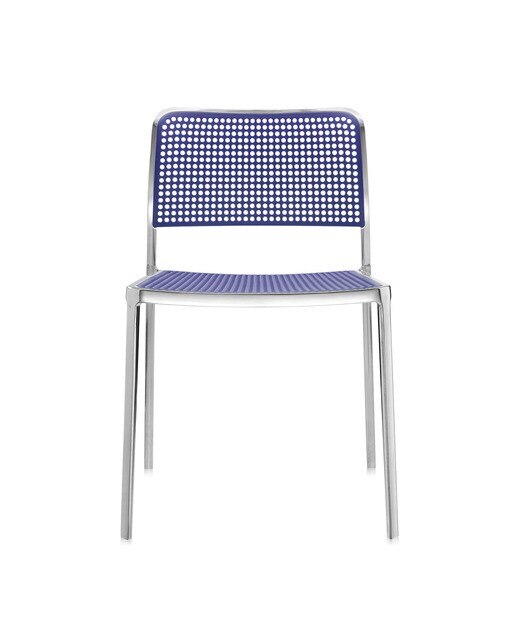 Silla audrey Shiny Kartell - Aluminio / Arena Aluminio / Azul-2