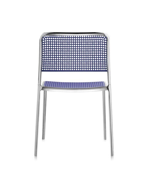 Silla audrey Shiny Kartell - Aluminio / Arena Aluminio / Azul-4
