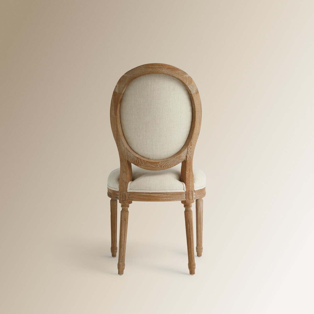 Cadeira Redonda de Madeira de Carvalho Estofada em Linho Fulham Natural-5