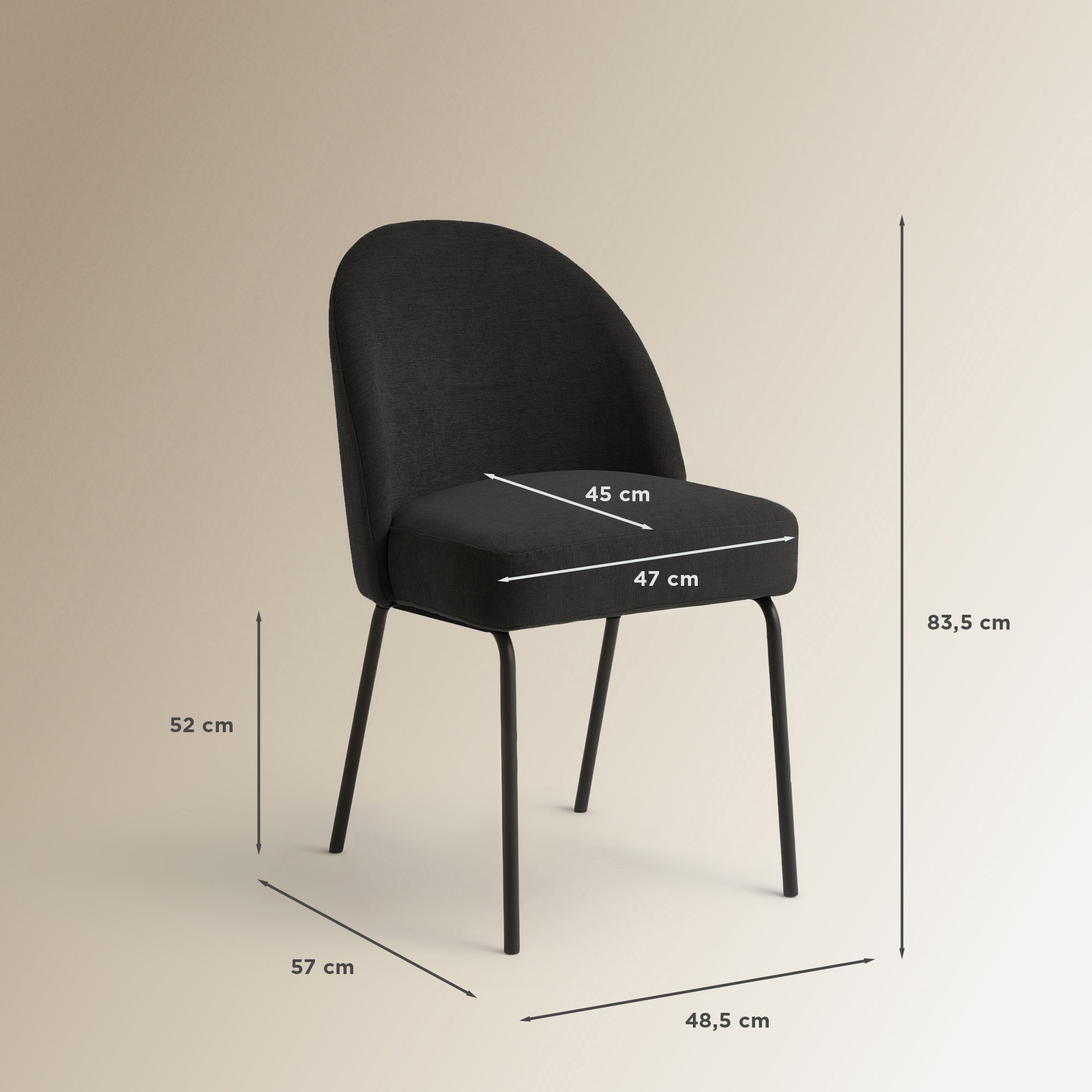 Silla tapizada Mike - Gris Gris-5