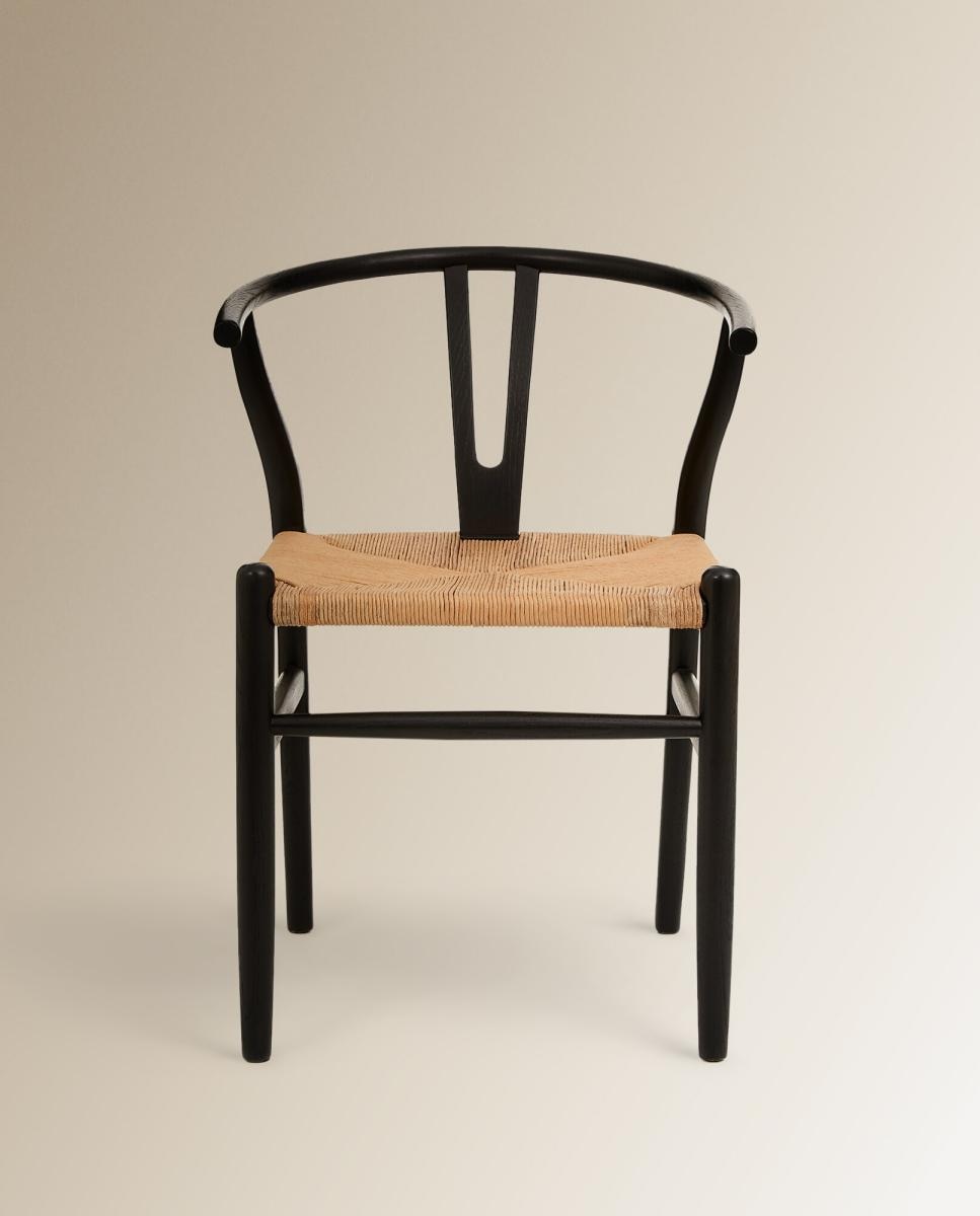 Cadeira de Madeira de Carvalho e Rattan Shangai Preto-3