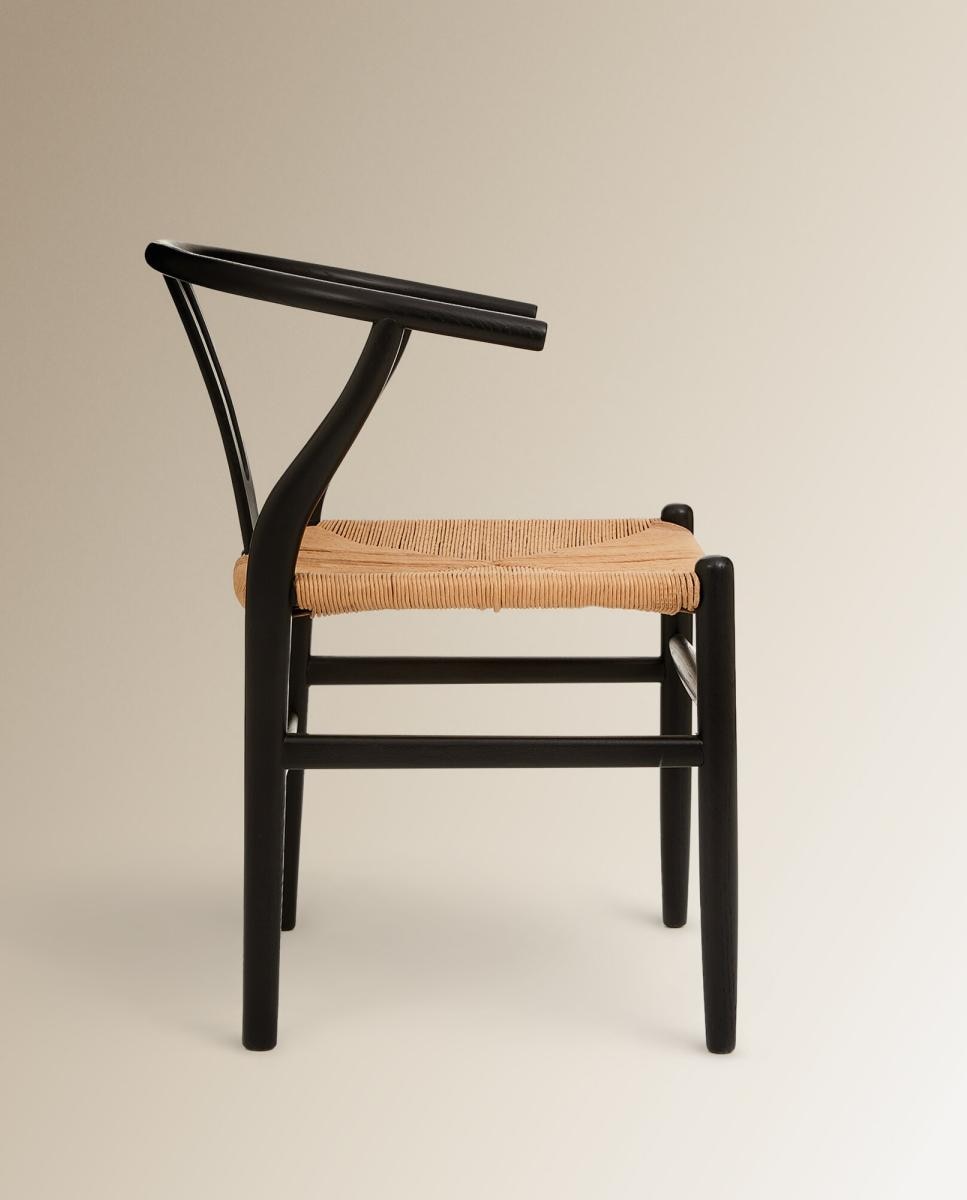 Cadeira de Madeira de Carvalho e Rattan Shangai Preto-4