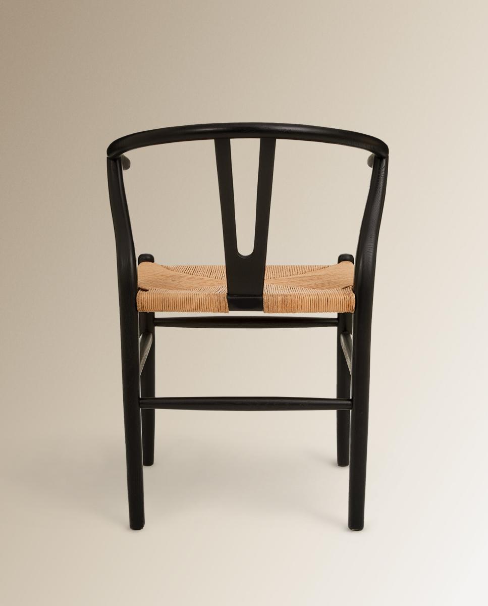 Cadeira de Madeira de Carvalho e Rattan Shangai Preto-5