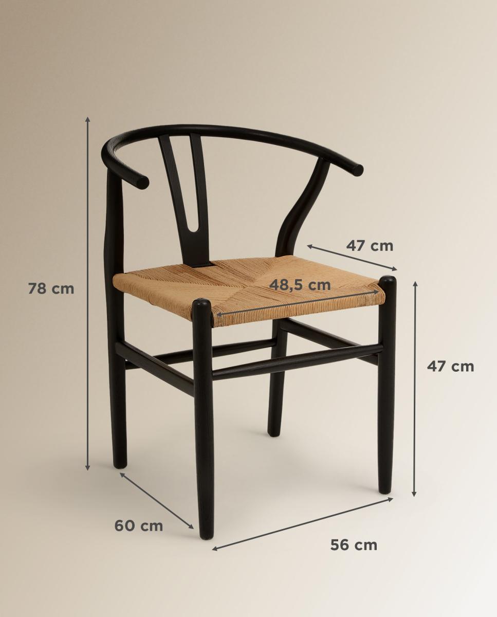 Cadeira de Madeira de Carvalho e Rattan Shangai Preto-9