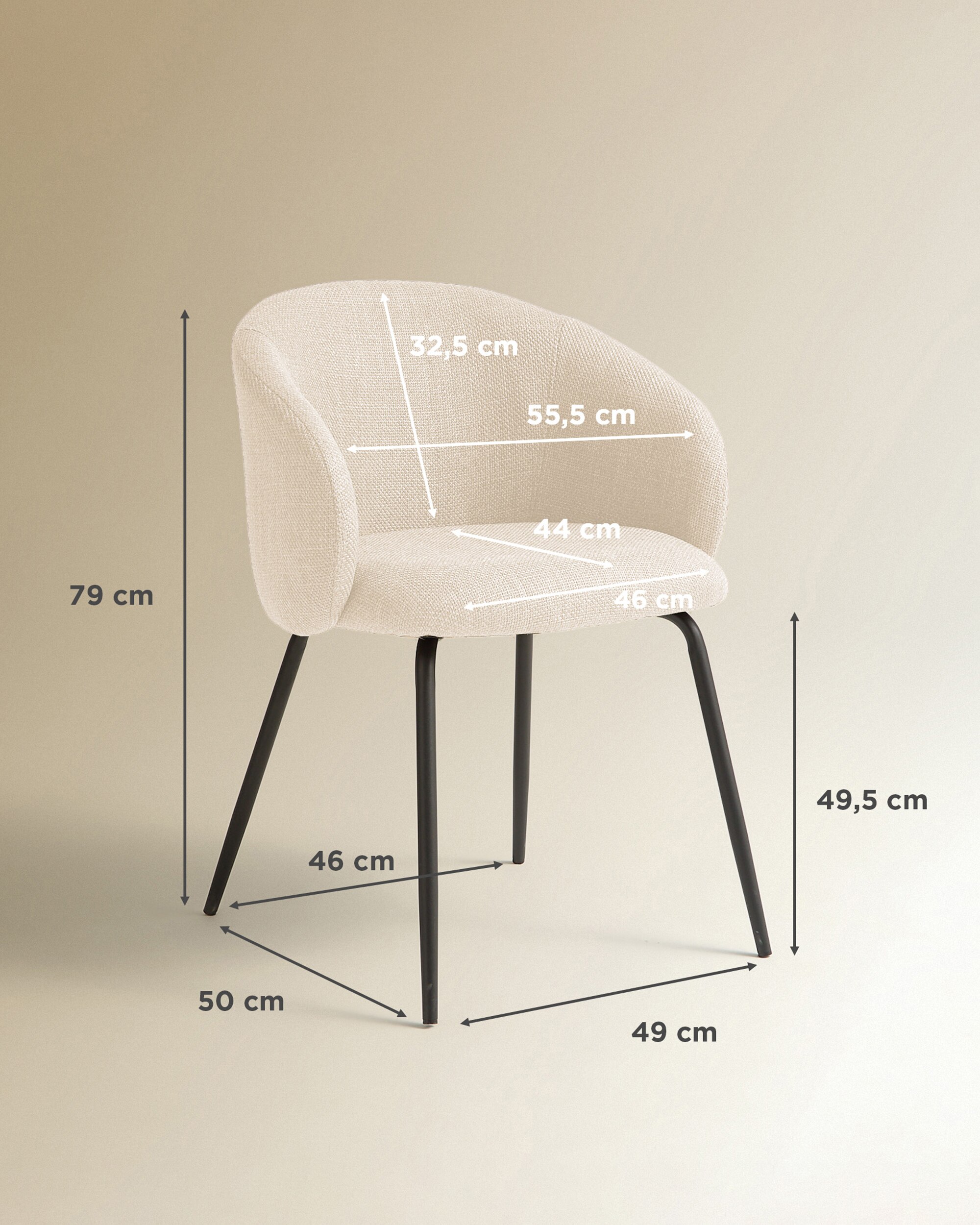 Silla tapizada Paula - Gris Antracita Beige-10