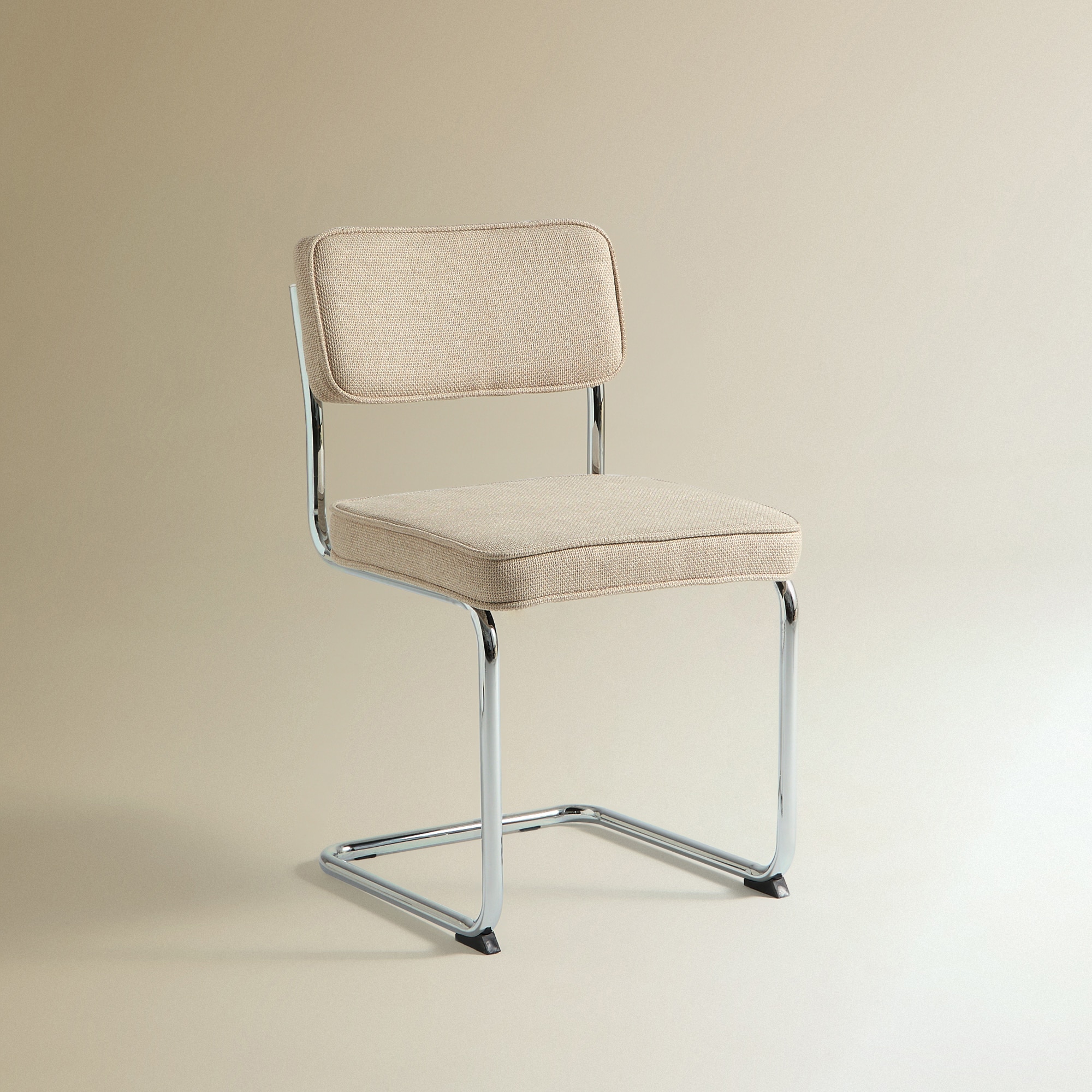 Cadeira Estofada com Pés Metálicos Ruperta Bege-2