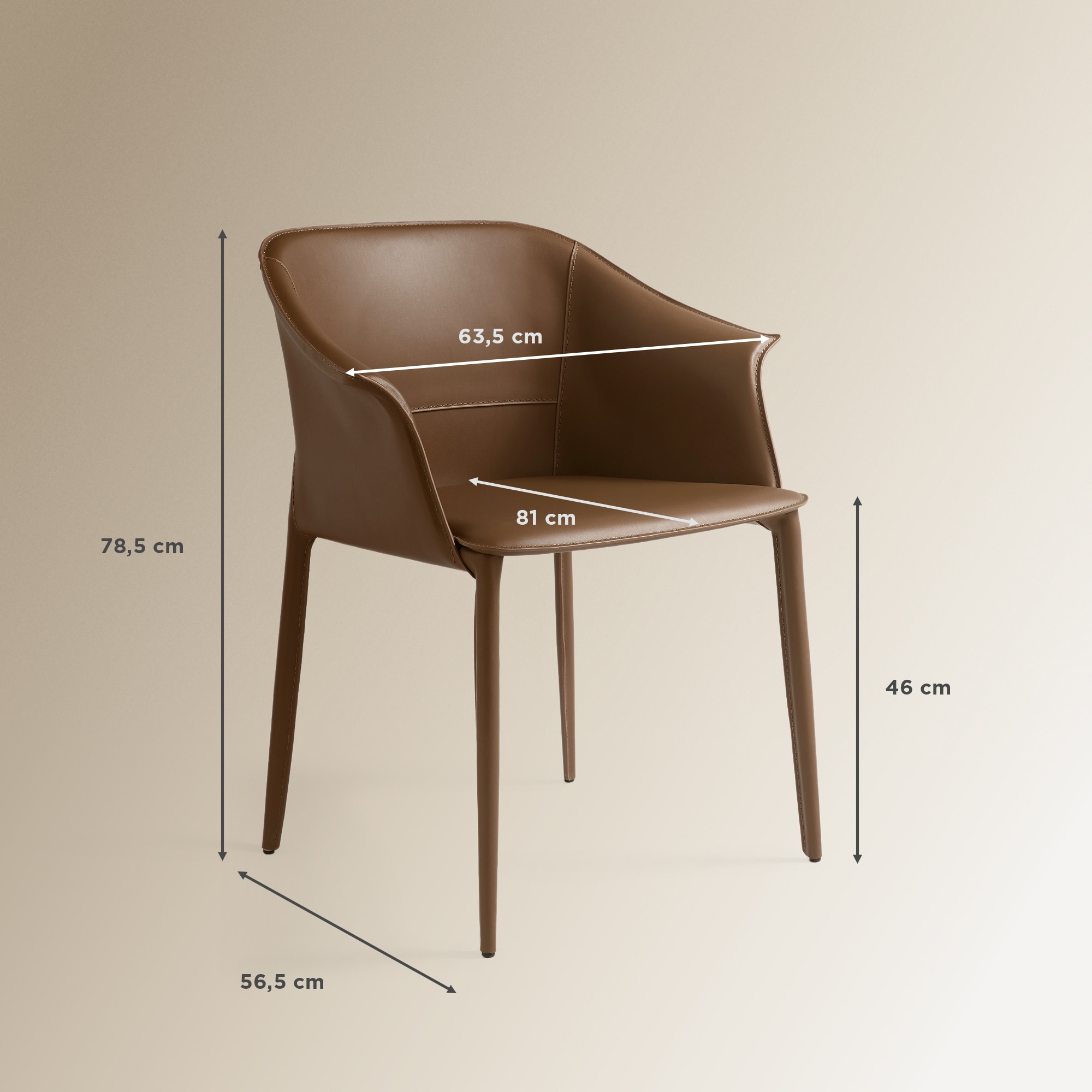 Silla de piel regenerada Liam - Topo Topo-7