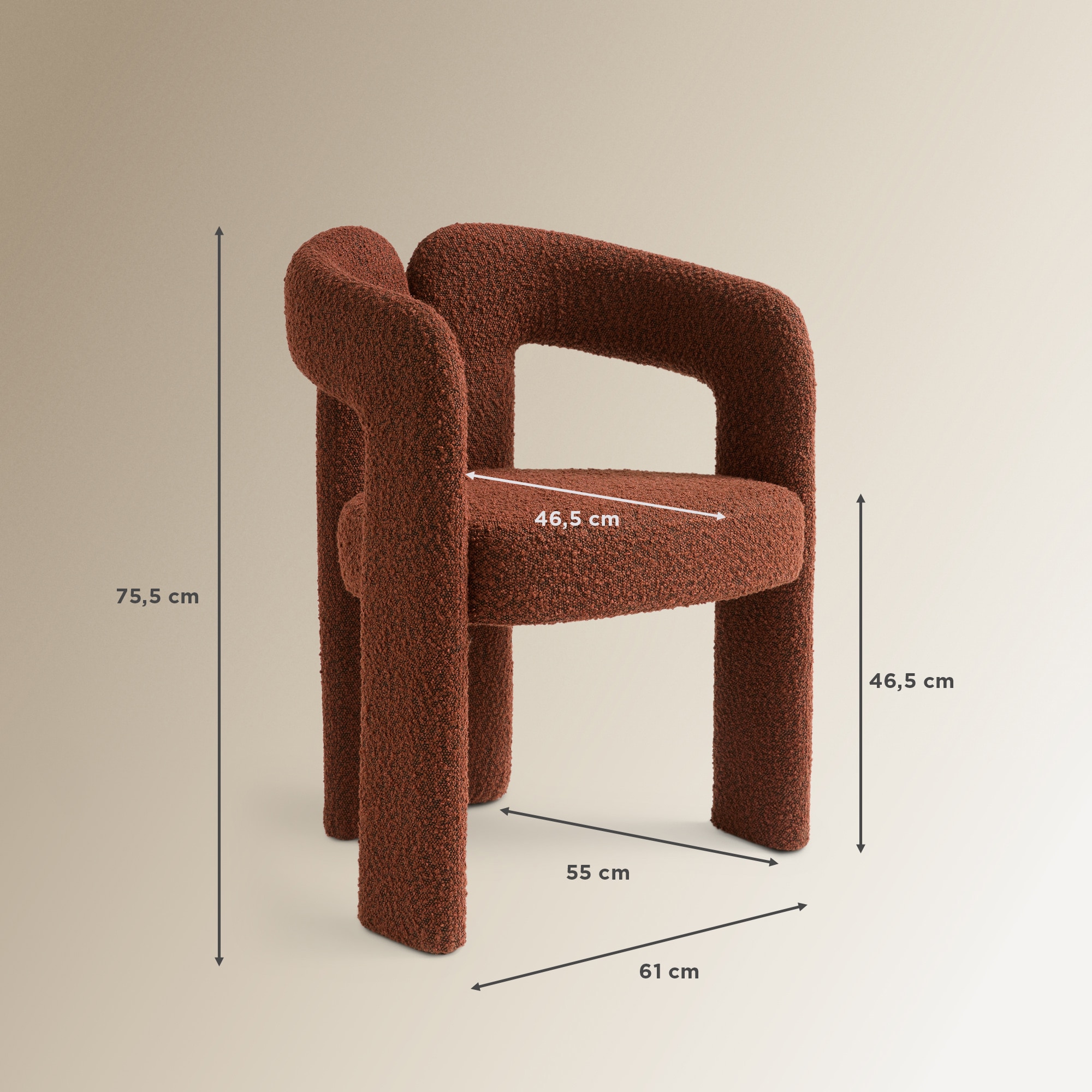 Silla en tejido bouclé Pavillion - Teja Teja-9