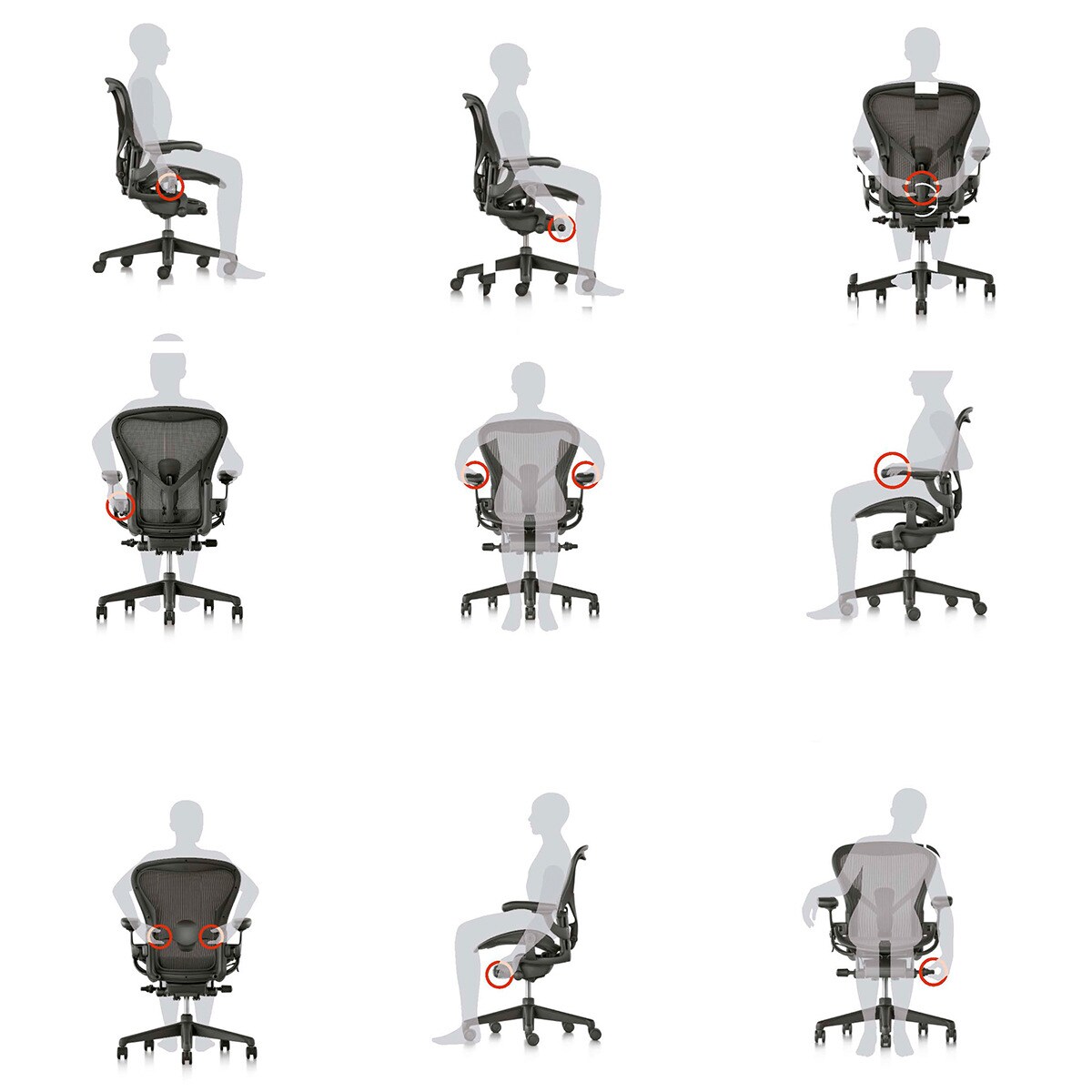 Cadeira de escritório ergonómica Aeron Grafite-6