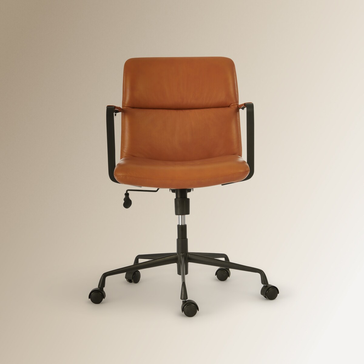 Cadeira de secretária em pele Uma Castanho-3