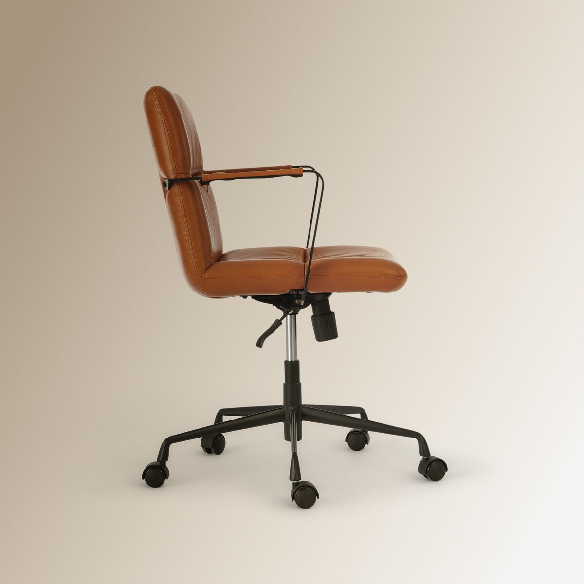 Cadeira de secretária em pele Uma Castanho-4