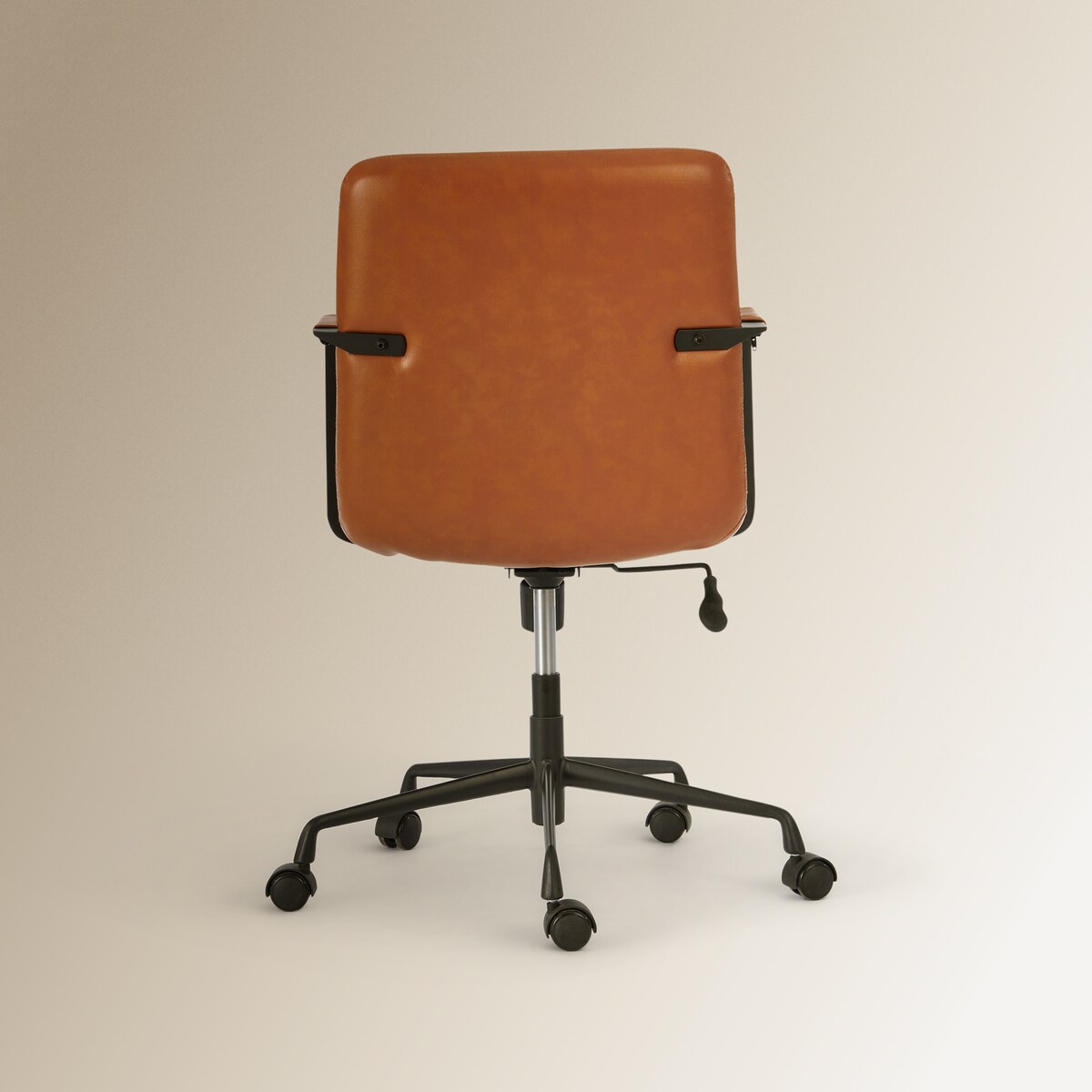 Cadeira de secretária em pele Uma Castanho-5