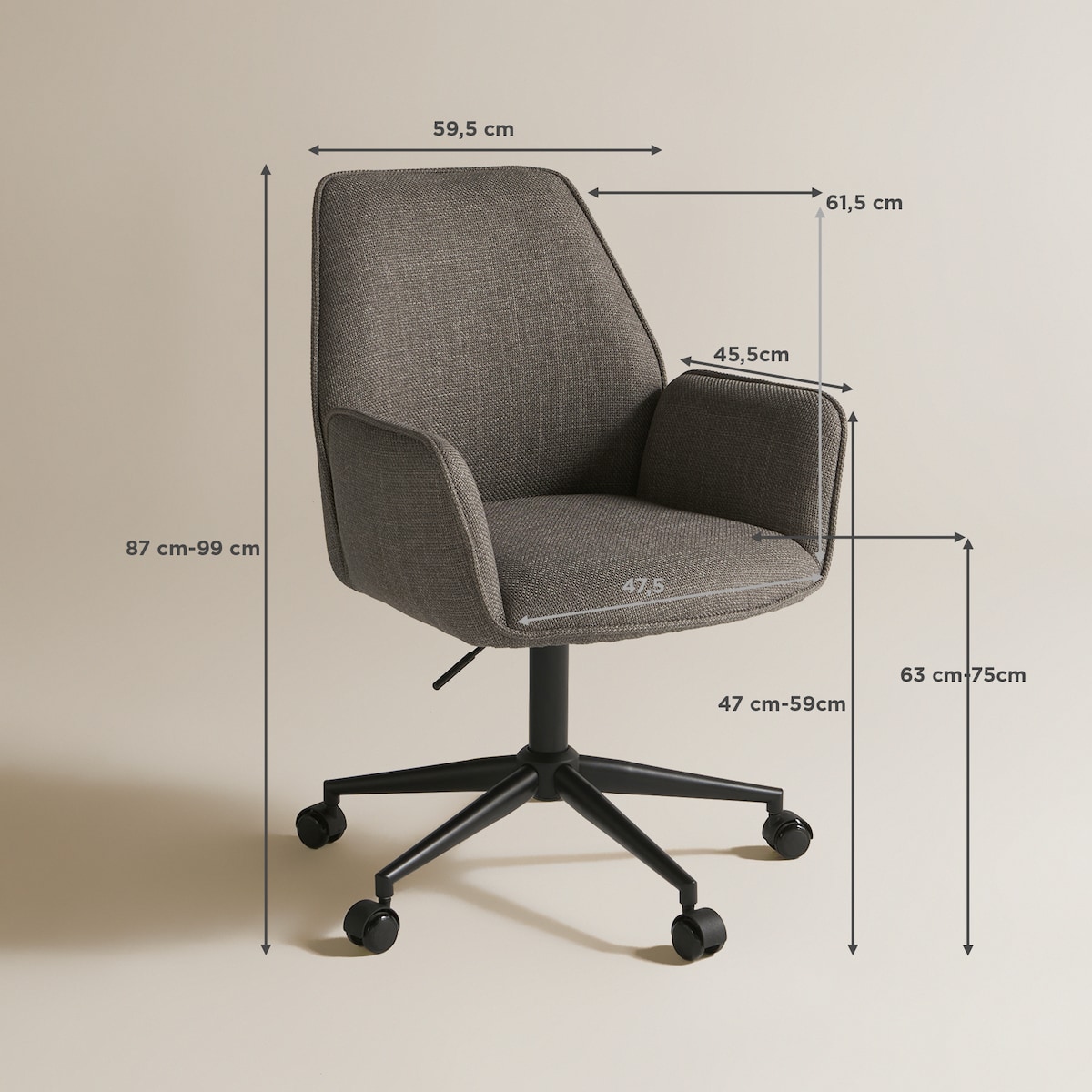 Cadeira de Secretária Amelia Cinzento-8