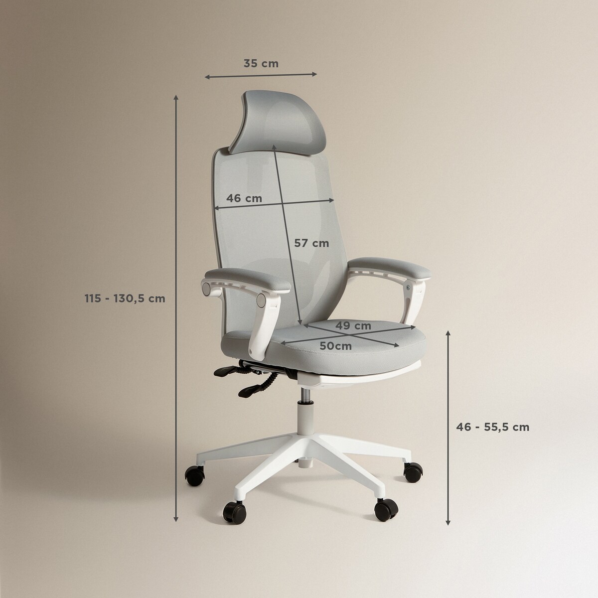 Silla de escritorio con reposapiés Flora El Corte Inglés Gris-10